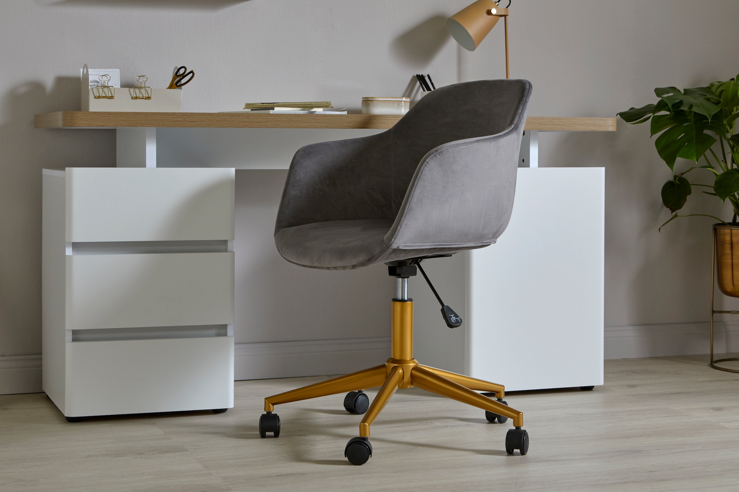 Jahnke Chaise de bureau »SHELL WORX« () 1 cuisChaise de bureau/écriture, réglable en hauteur, velours, structure aspect or