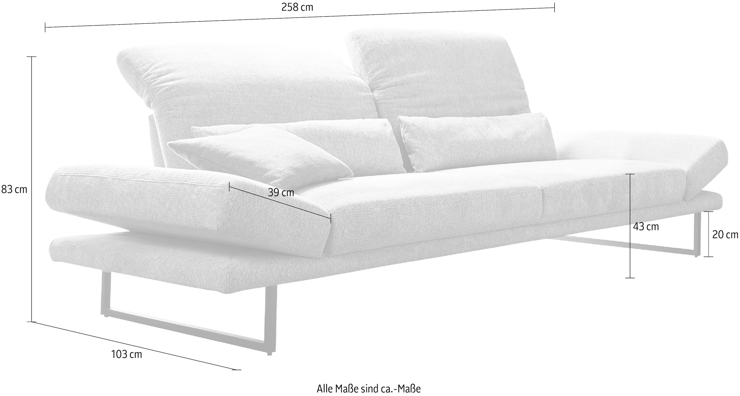 3C Candy 3-places »Mallow Designsofa mit Komfortfunktionen, modern und bequem,« accoudoir et appuie-tête réglables, réglage manuel de la profondeur d'assise