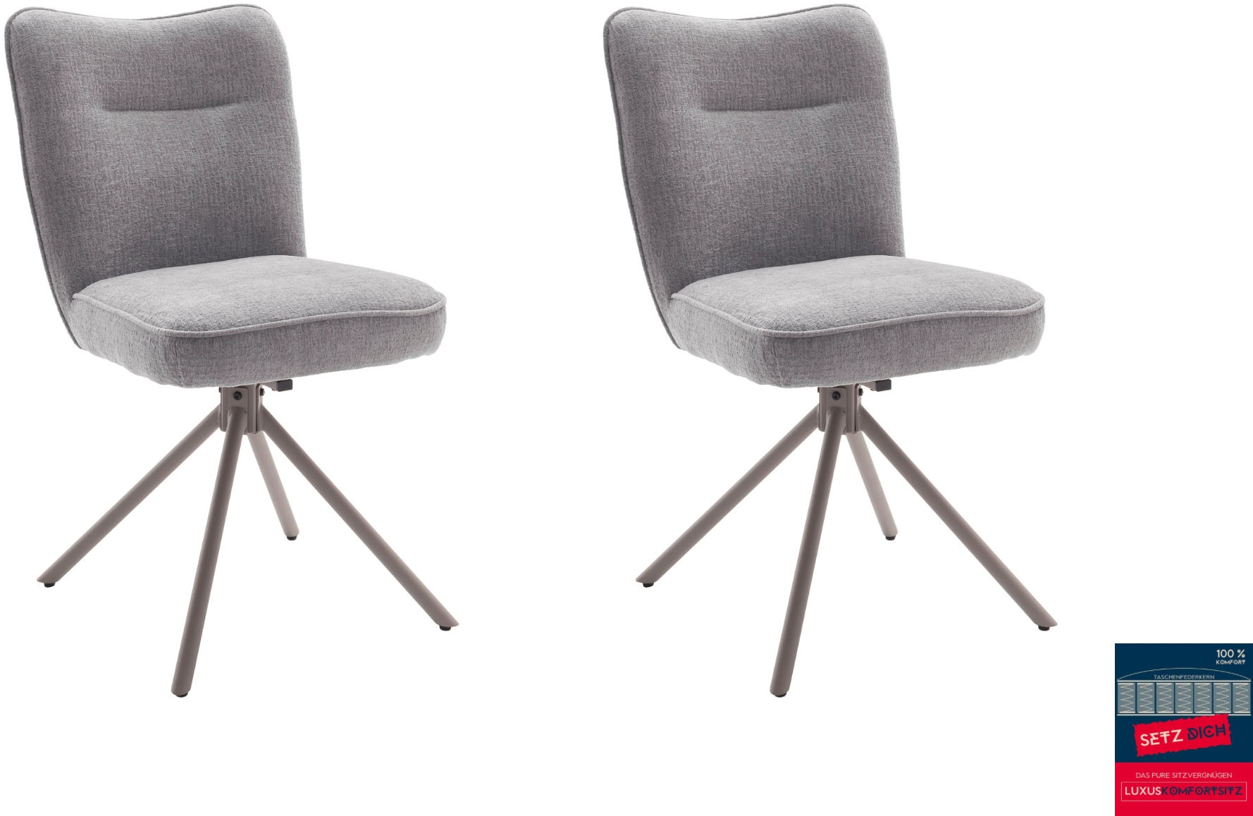 MCA furniture Chaise à 4 pieds (Ensemble) 2 cuis180° drehbar, Taschenfederkern
