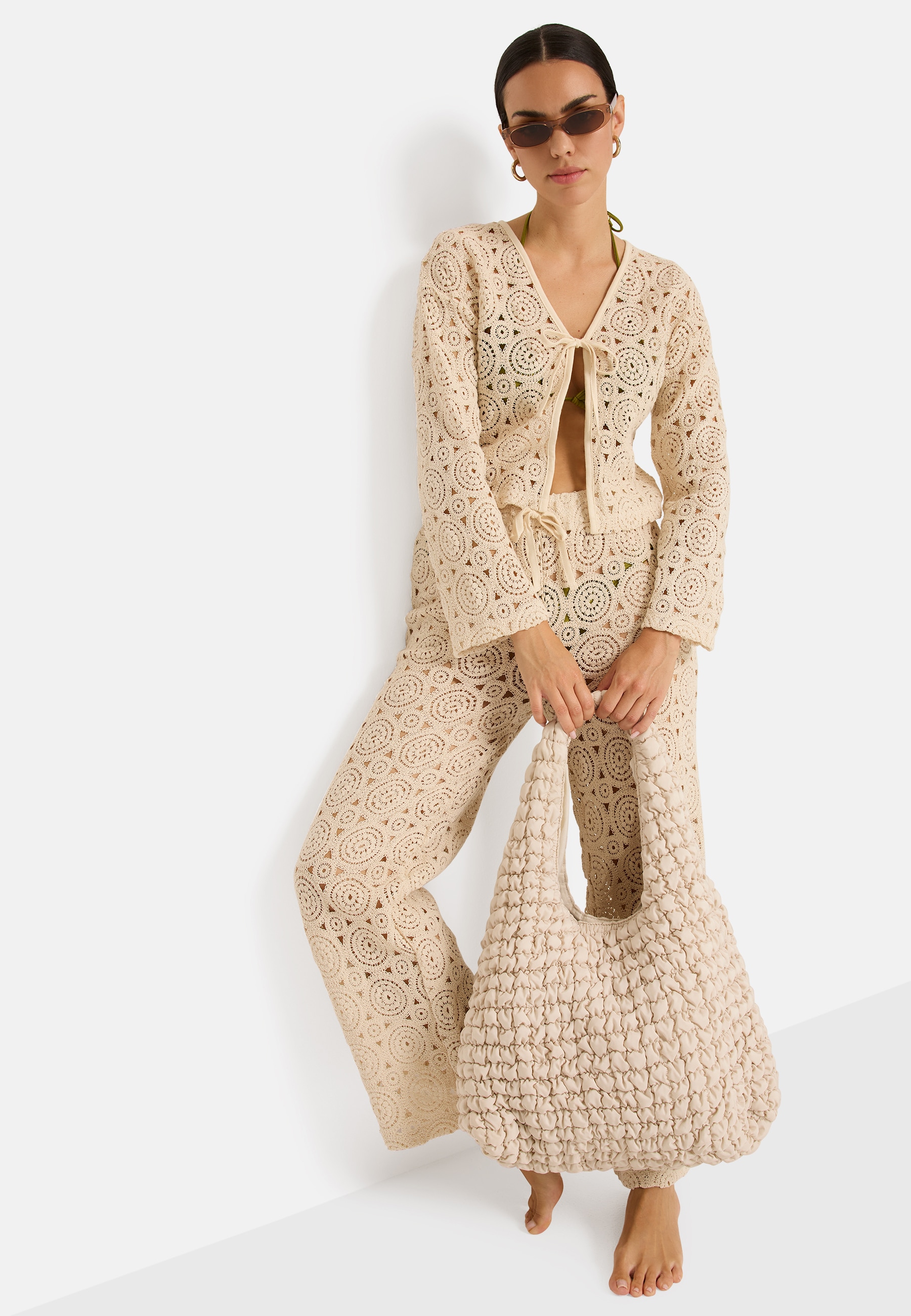 LSCN by LASCANA Veste en tricot en dentelle au crochet