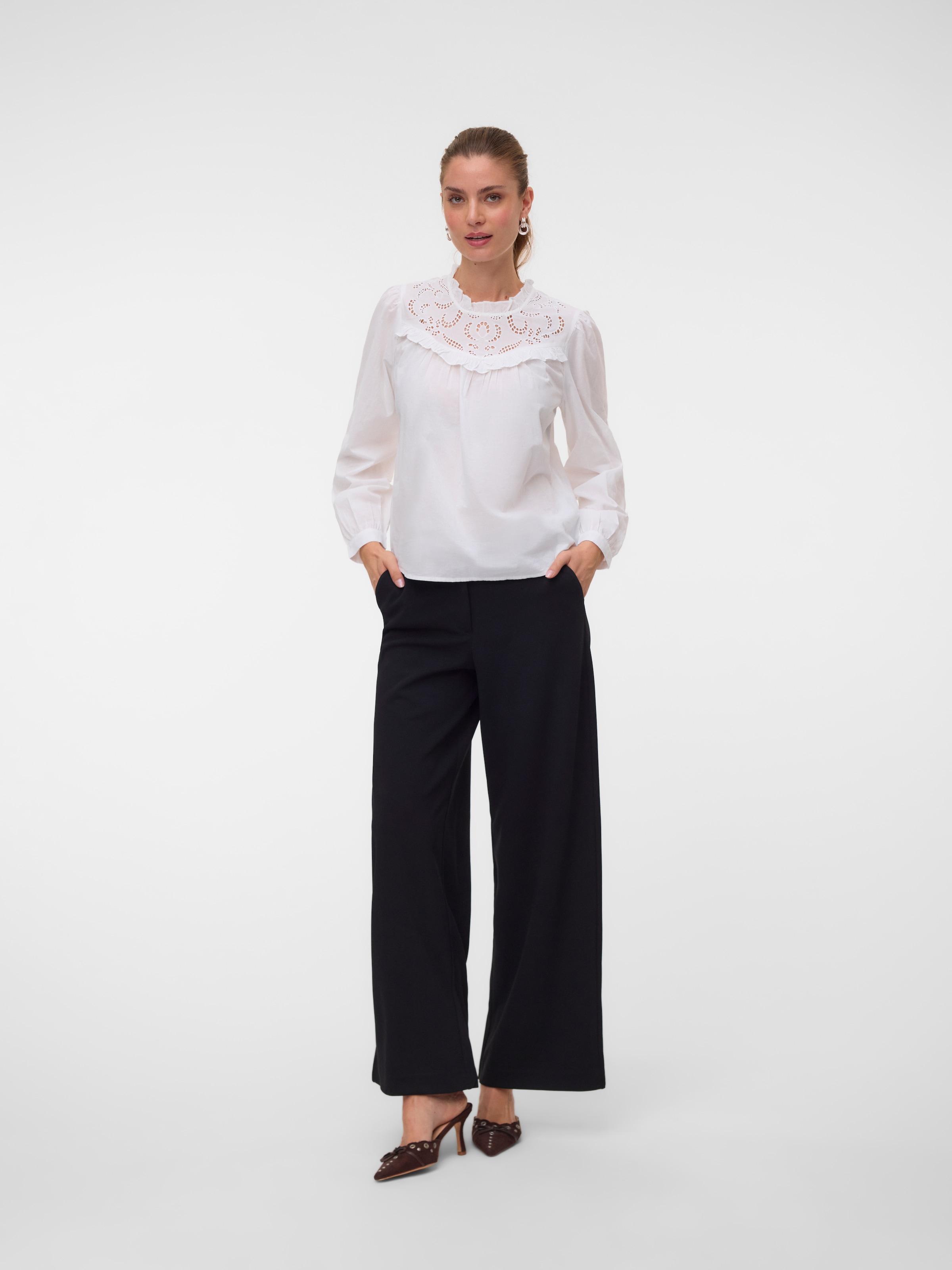 Vero Moda Pantalon de costume »VMZAMIRA MW WIDE PANT NOOS«  Mélange de matières, coupe large, taille régulière