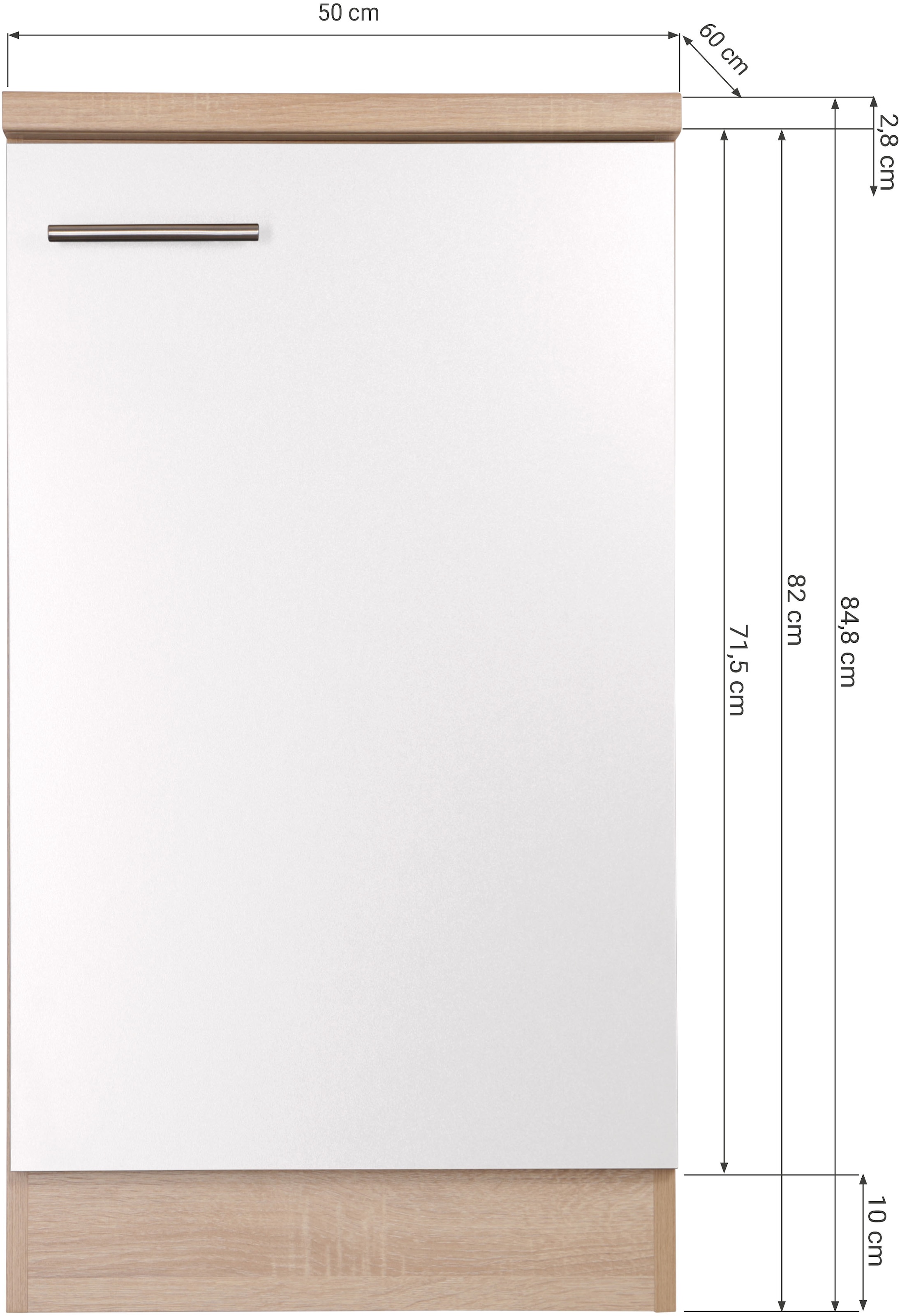 RESPEKTA Meuble évier »Merle« Breite 50 cm, Soft-Close, Griffe aus Metall, 85 cm Arbeitshöhe