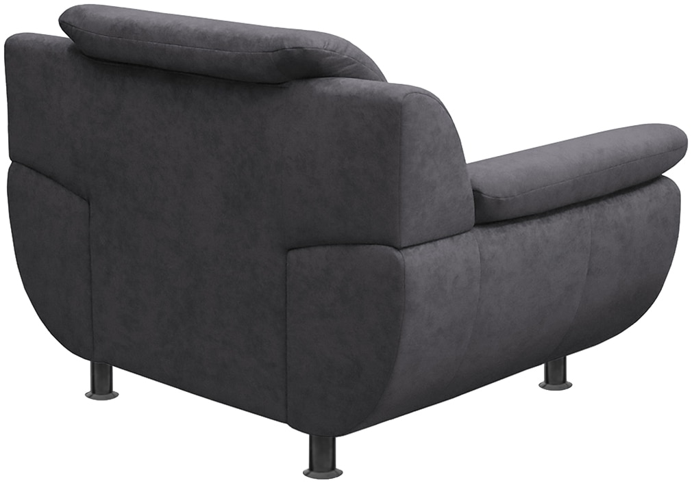 TRENDMANUFAKTUR Fauteuil »Rondo, Breite 121 cm, breite Armlehnen, Füsse schwarz« fauteuil grand modèle, option ressorts, en différents revêtements