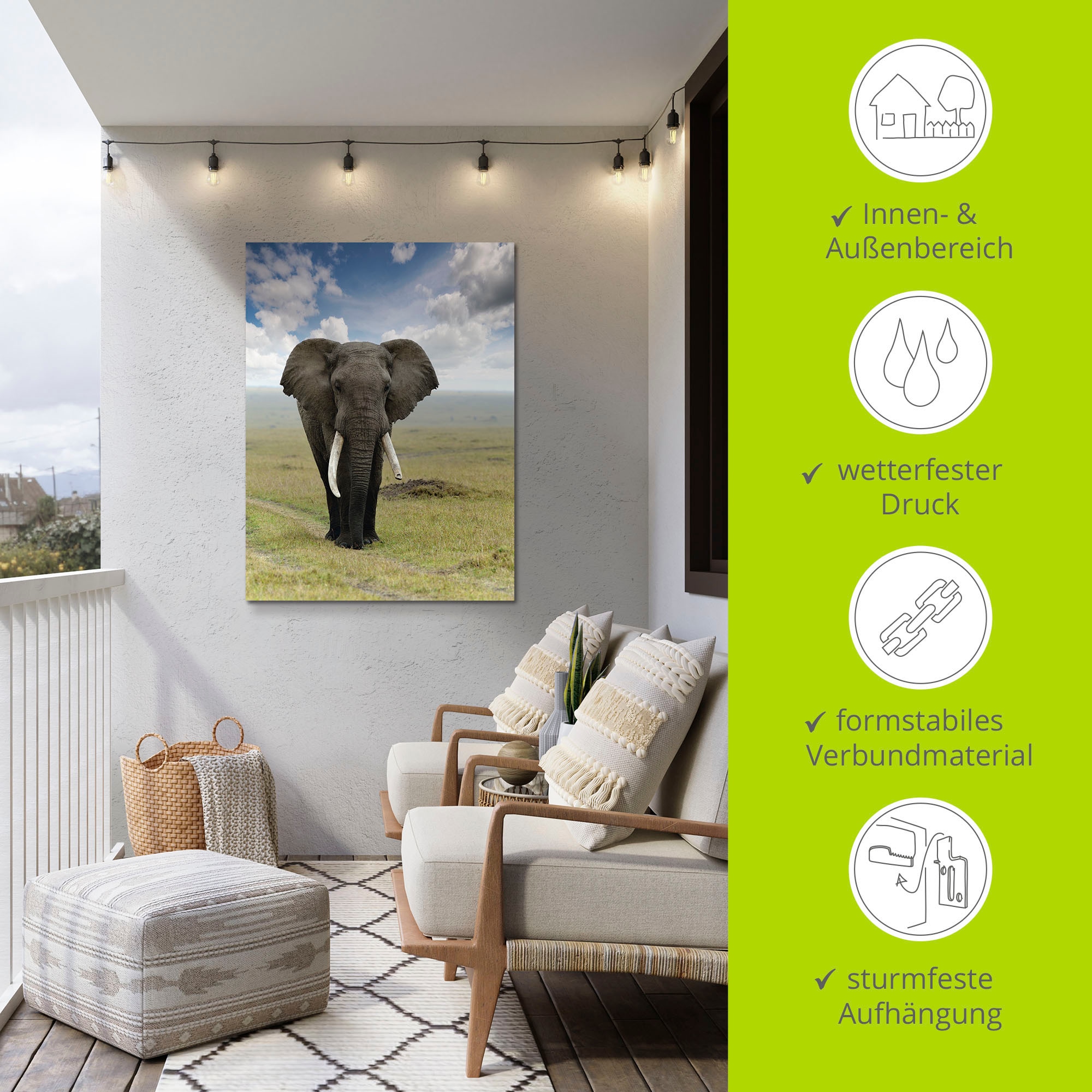 Artland Wandbild »Elefant« Wildtiere 1 Stk. tlg. als Alubild, Leinwandbild in verschied. Grössen