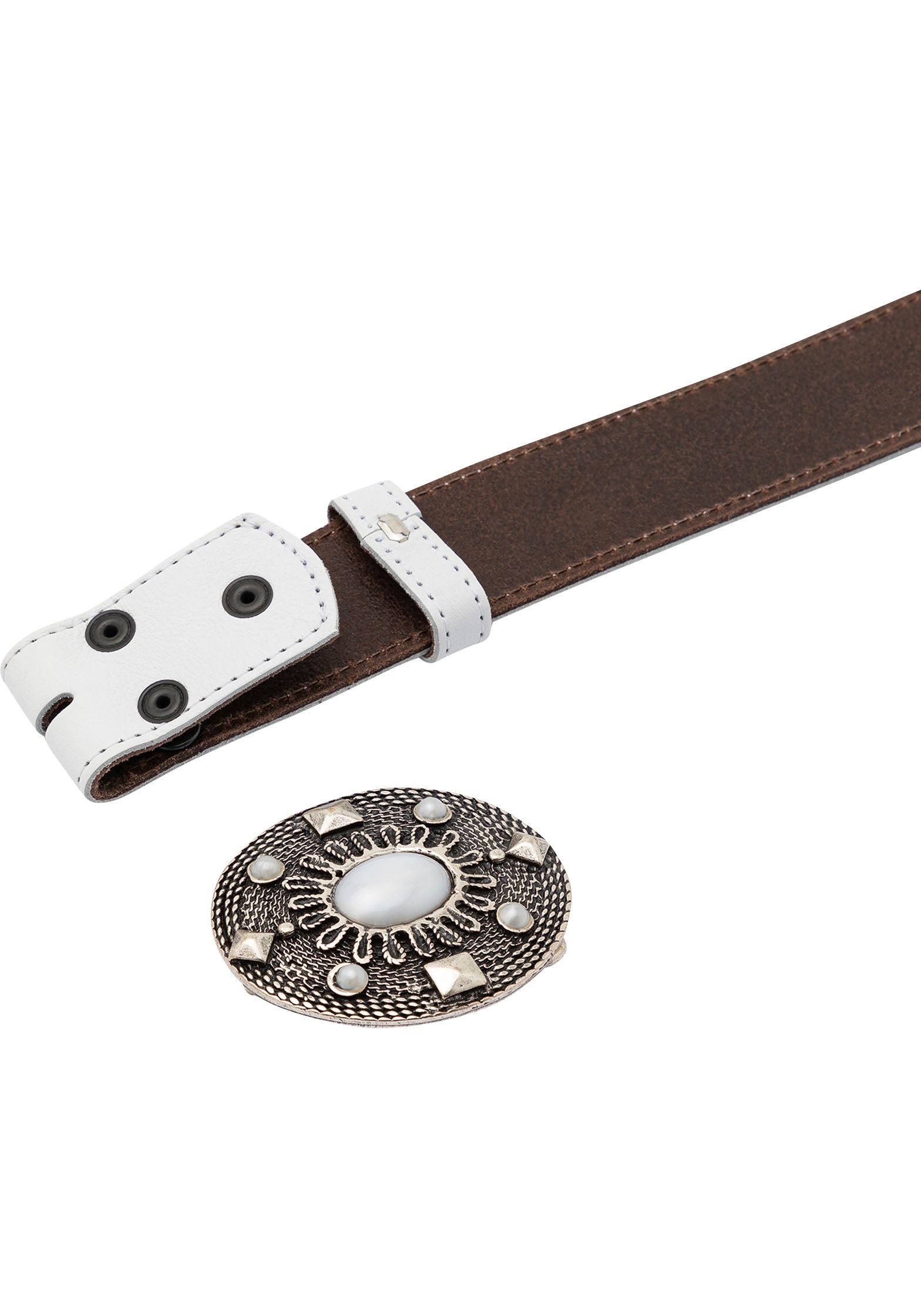 Rettungsring Gürtel Ceinture en cuir , mit austauschbarer Schliesse »Welle Oval Mit Strass Weiss«´´