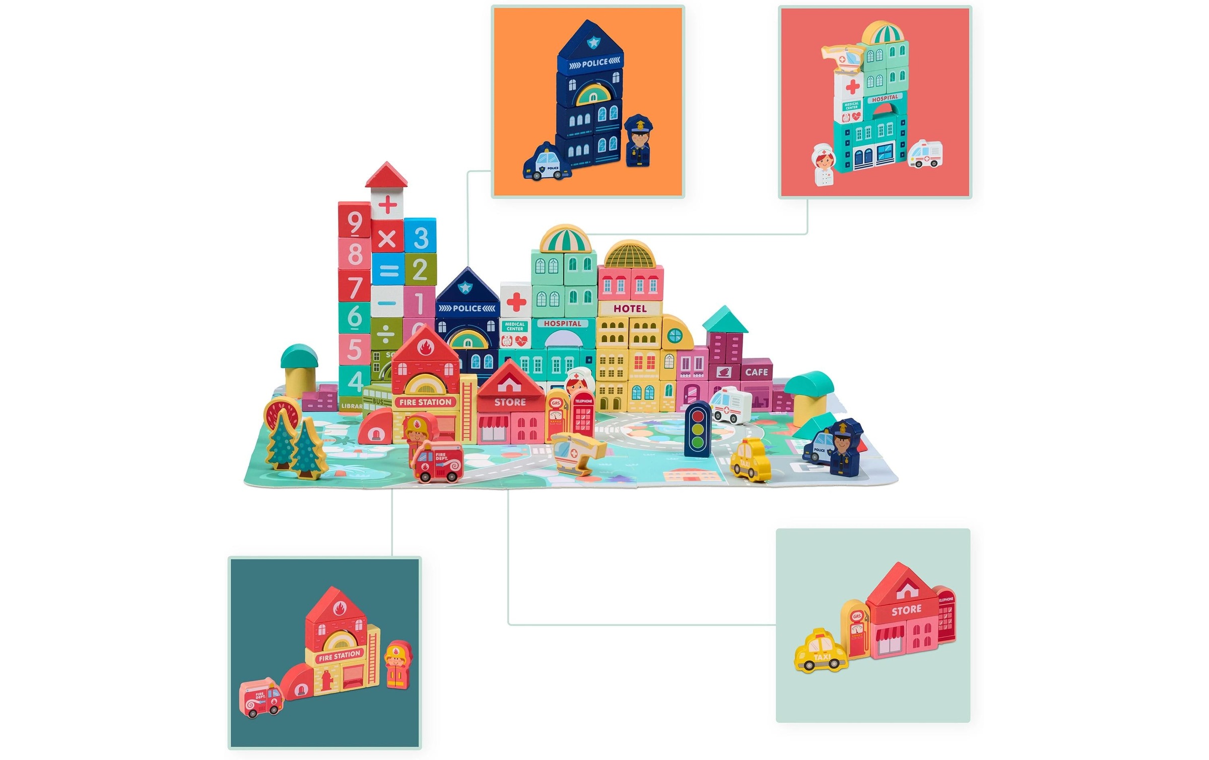 relaxdays Briques de jeu »Stadt im Set«