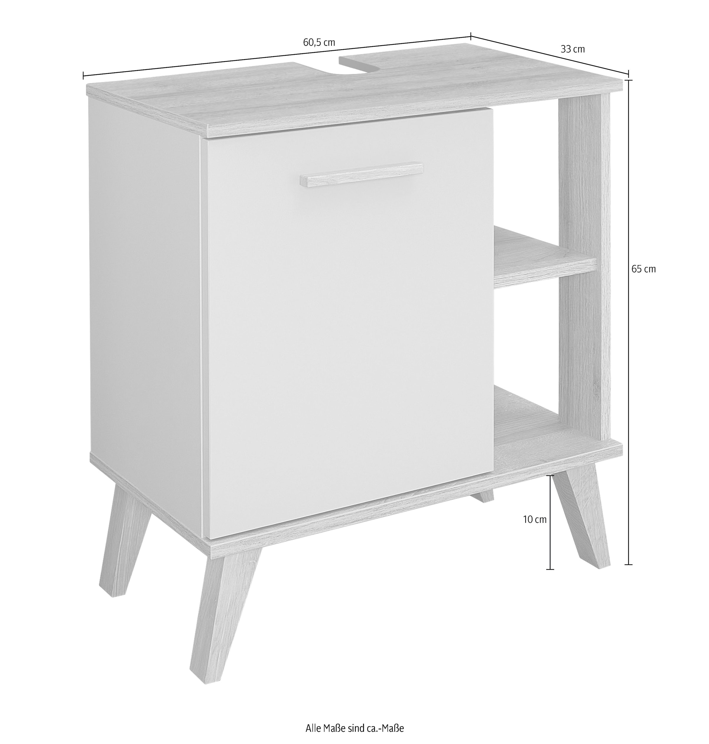 Saphir Armoire sous lavabo »Quickset 963 Unterbeckenschrank, Salbei Nachbildung, 1 Tür« meuble sous lavabo avec amortisseur de porte, largeur 60,5 cm, sans lavabo