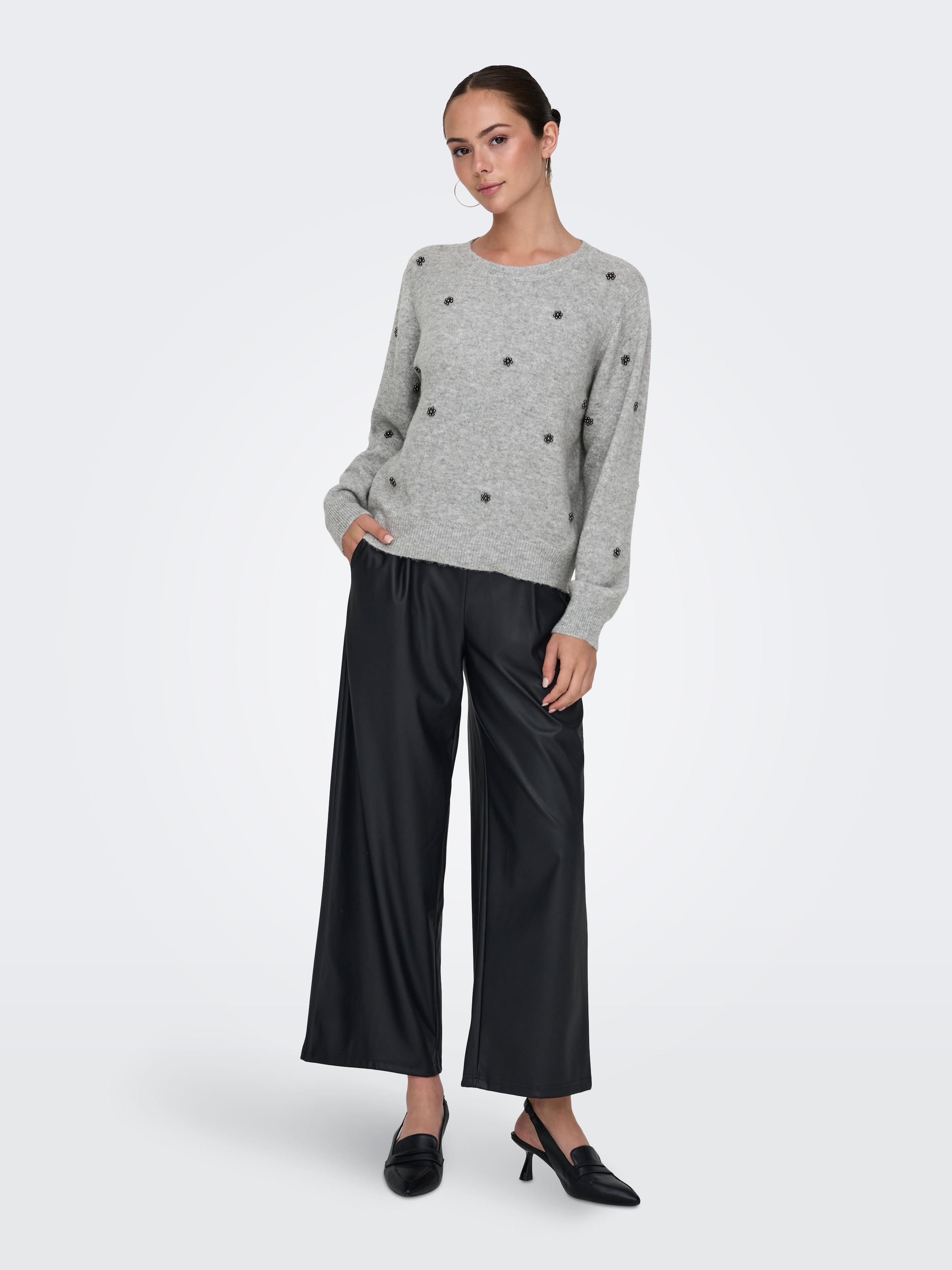 JDY Rundhalspullover »JDYBELLA LIFE L/S ON PEARL PULL KNT NOOS« mit Zierperlen-Applikationen