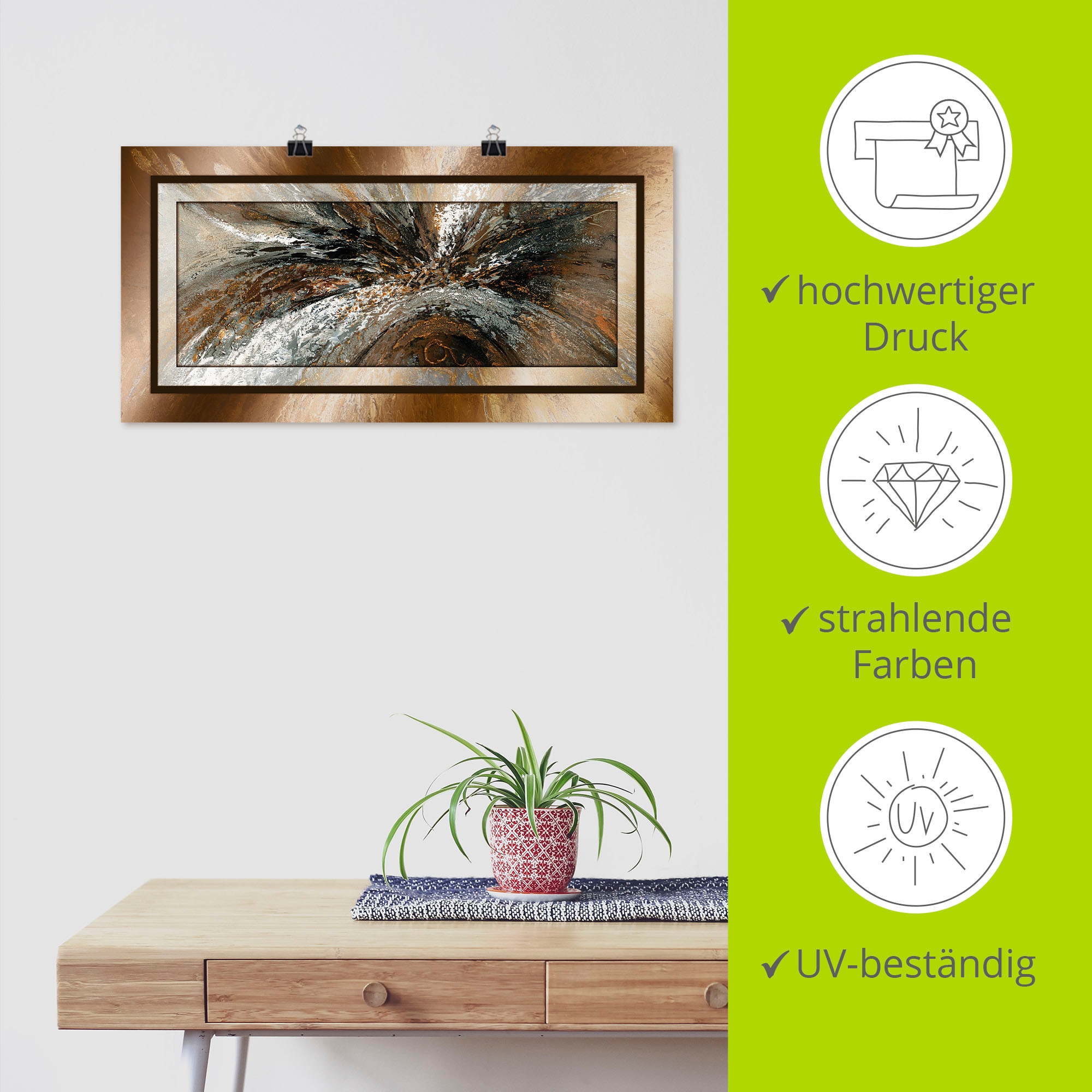 Artland Wandbild »Gold Abstrakt 1« Gegenstandslos 1 Stk. tlg. als Alubild, Outdoorbild, Leinwandbild, Poster in verschied. Grössen