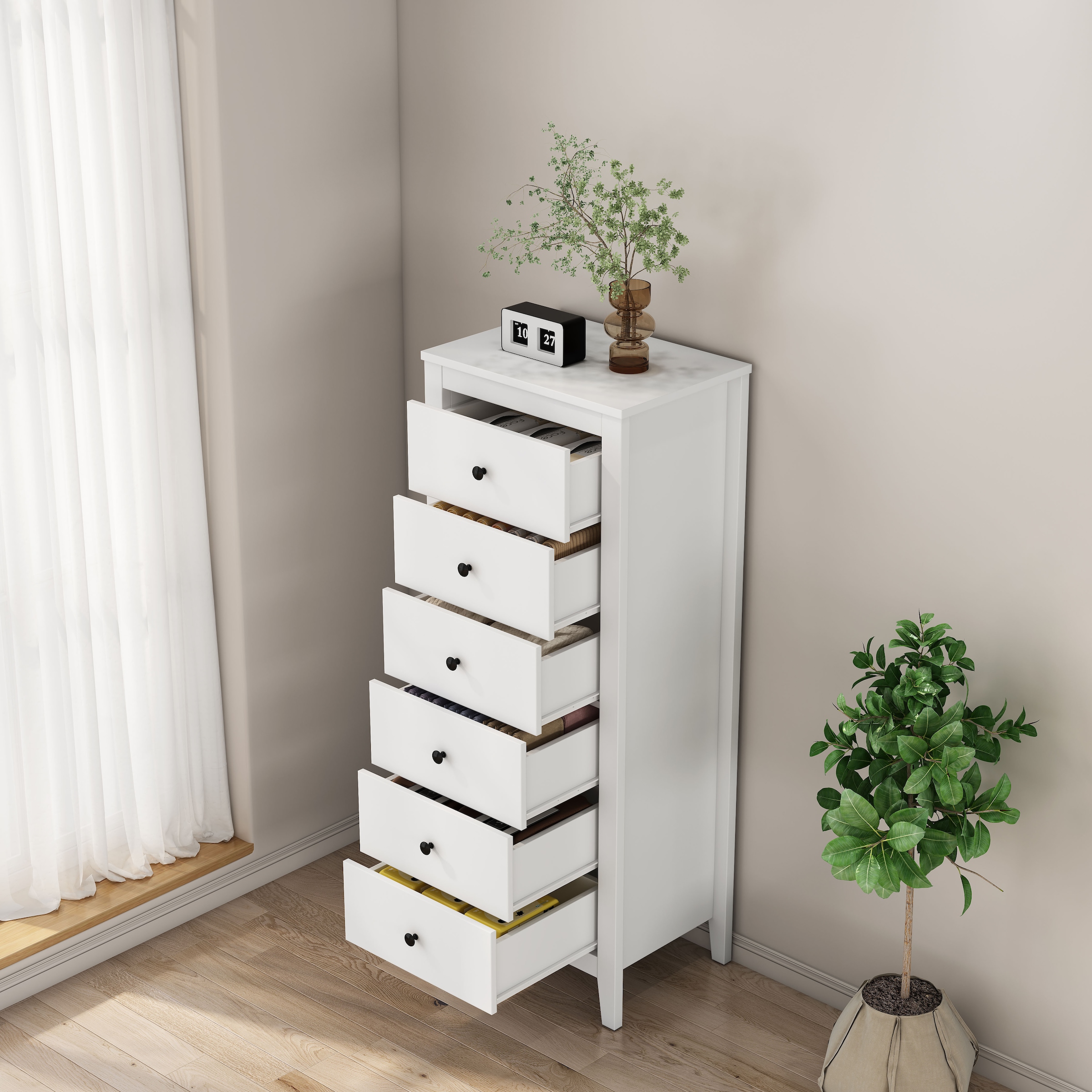 GOODproduct Kombikommode »Borkum Sideboard Anrichte mit 6 Schubladen Landhaus weiss Bestseller« hochwertige Griffe aus Metall, 