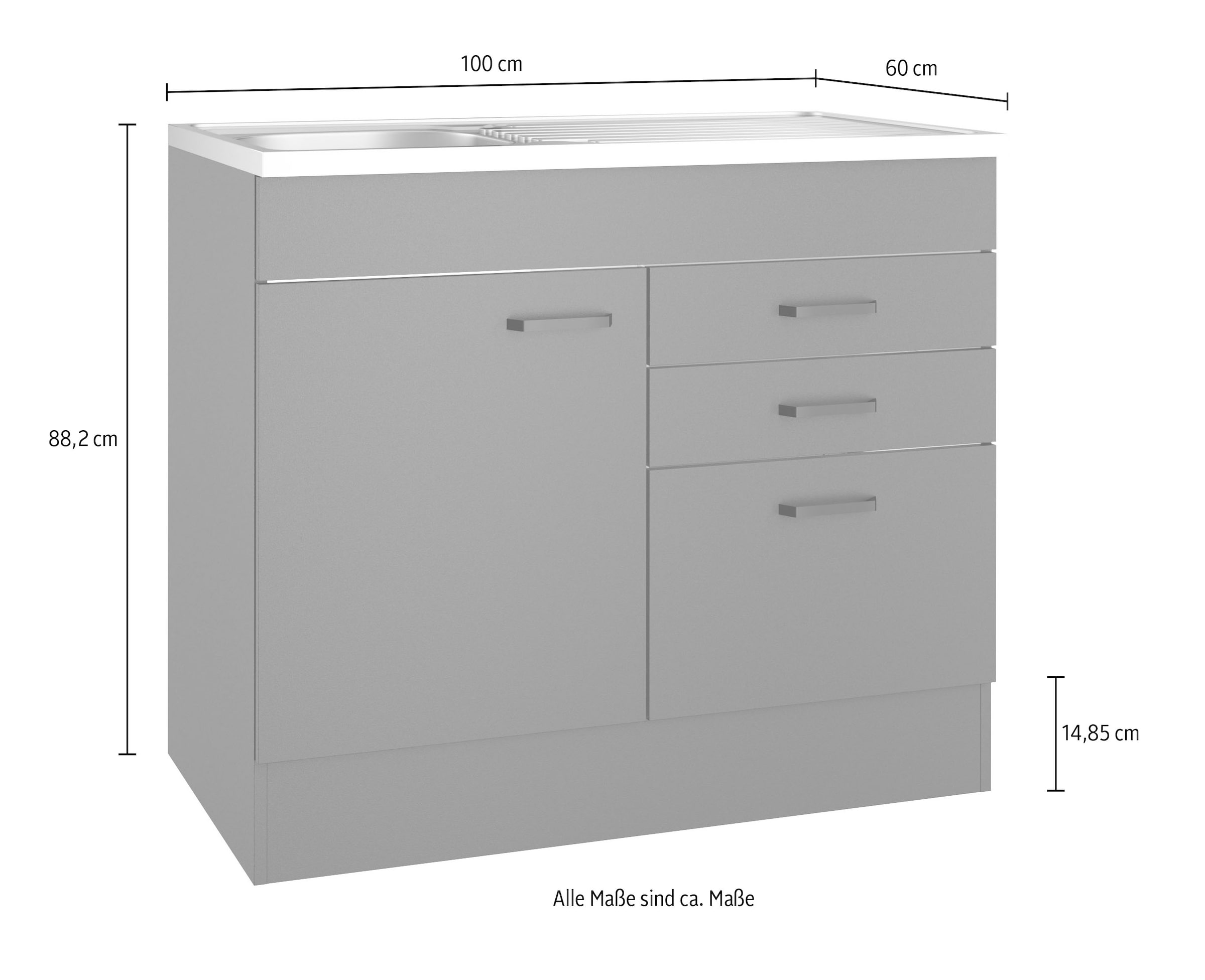 OPTIFIT Spülenschrank »OPTImulti« Breite 100 cm, Tiefe 60 cm, mit Spülenauflage