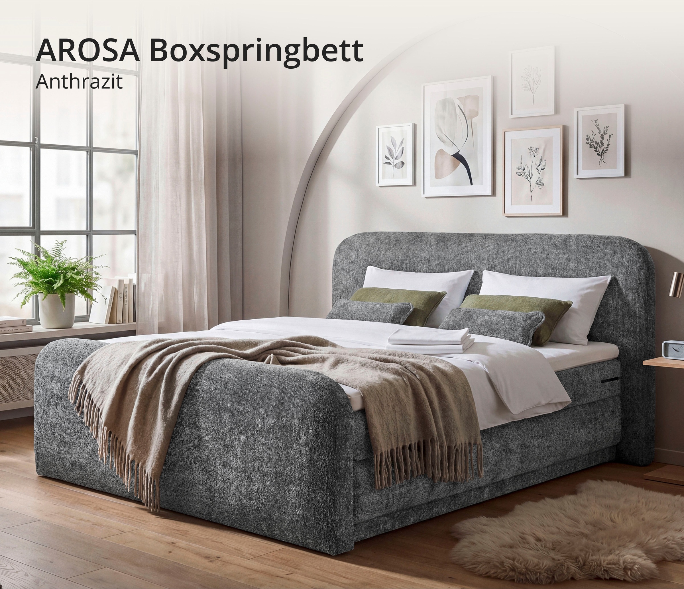 ED EXCITING DESIGN Boxspringbett »AROSA in der Breite 180cm, inkl. Bettkasten und Topper« inkl. Fussteil, in verschiedene Farben erhältlich