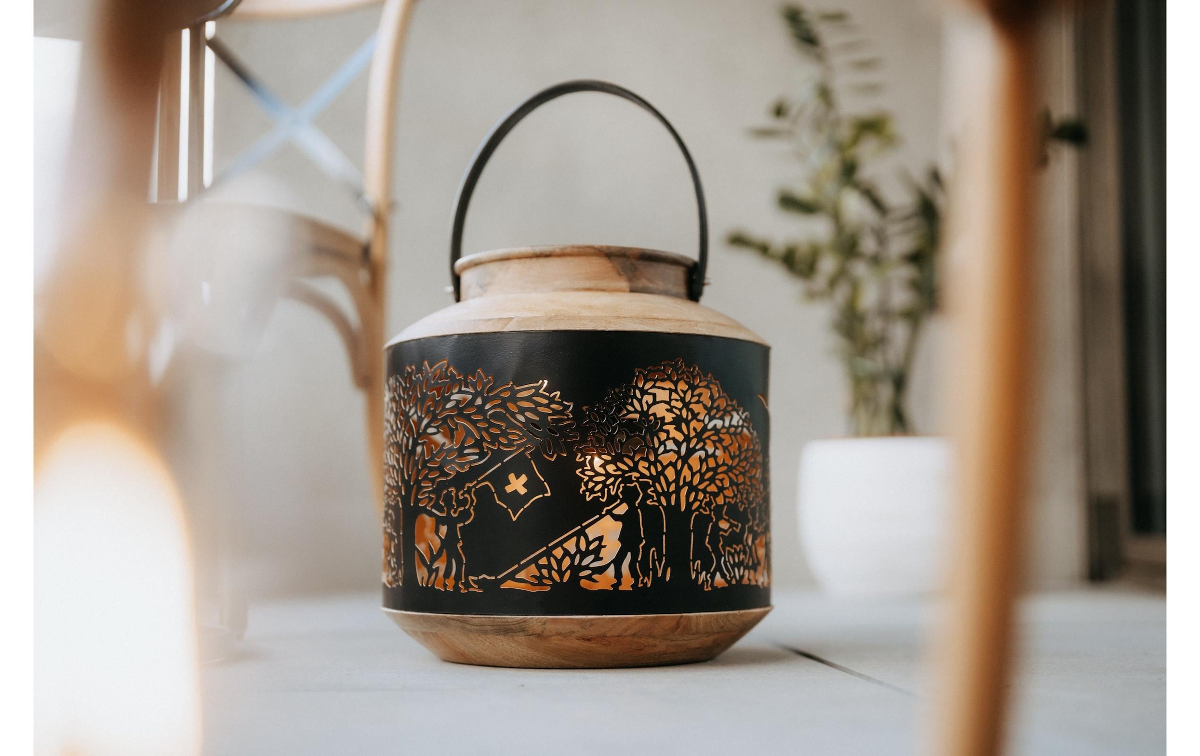 Kadastar Lanterne à bougie »Bergchilbi 37 cm« Laterne Scherenschnitt