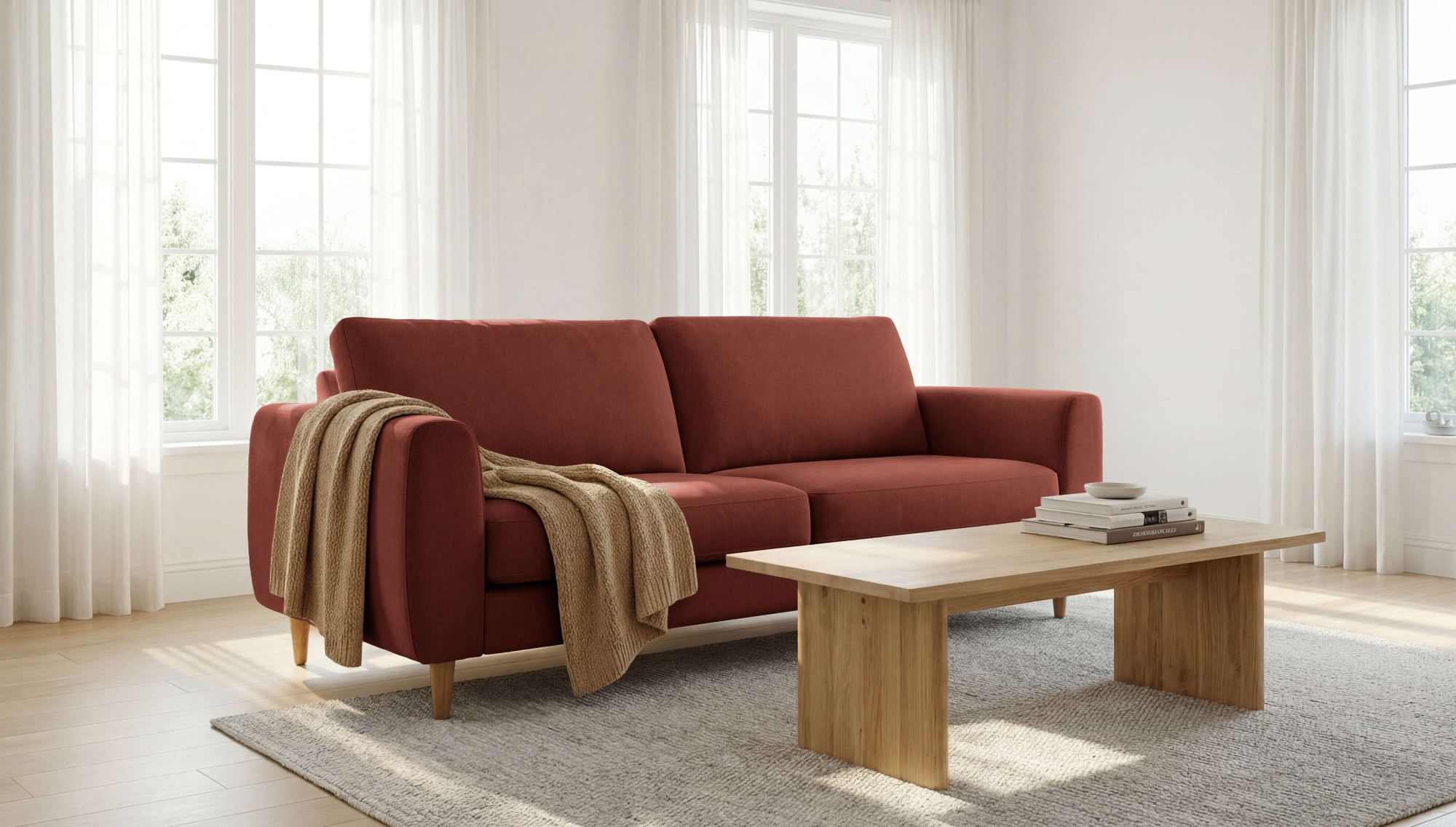 GOODproduct 3-places »Finnian« 212 cm, Chenille, elegante Massivholzfüsse