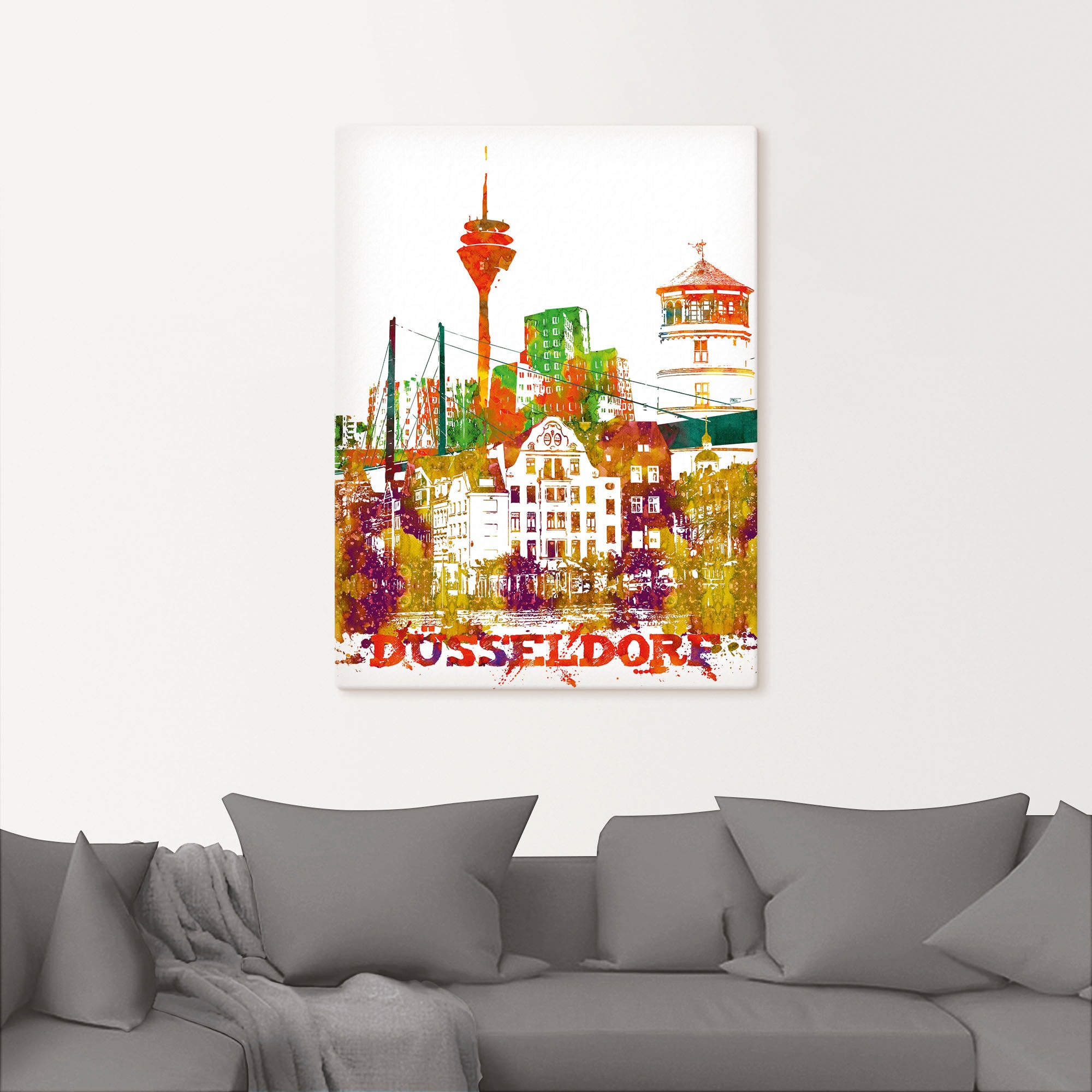 Artland Tableau sur toile »Düsseldorf Grafik« 1 cuis tlg. auf Keilrahmen gespannt