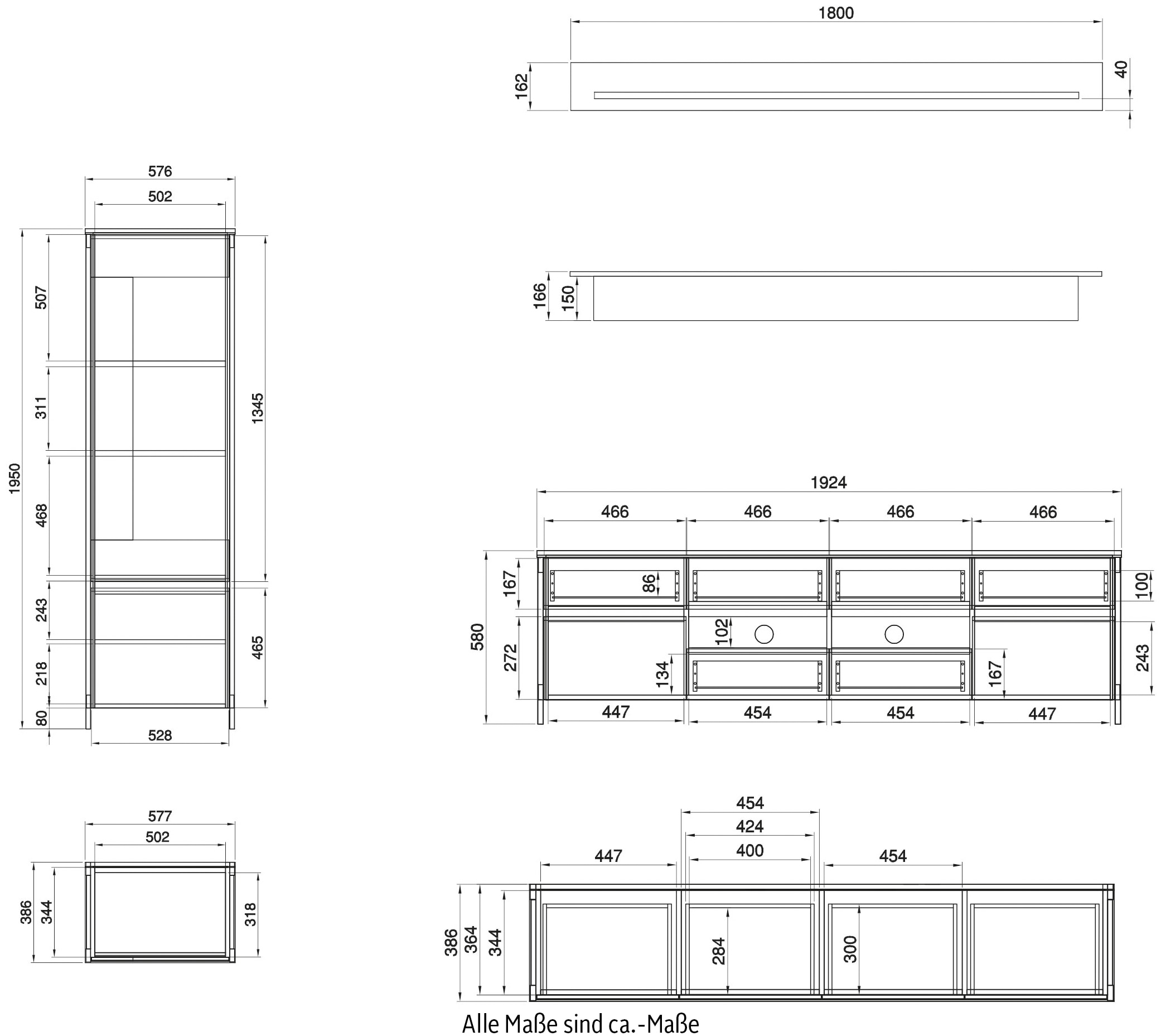 Home affaire Wohnwand »Stranda, moderne Anbauwand, Komplettset im Scandi-Style« 3 Stk. tlg.