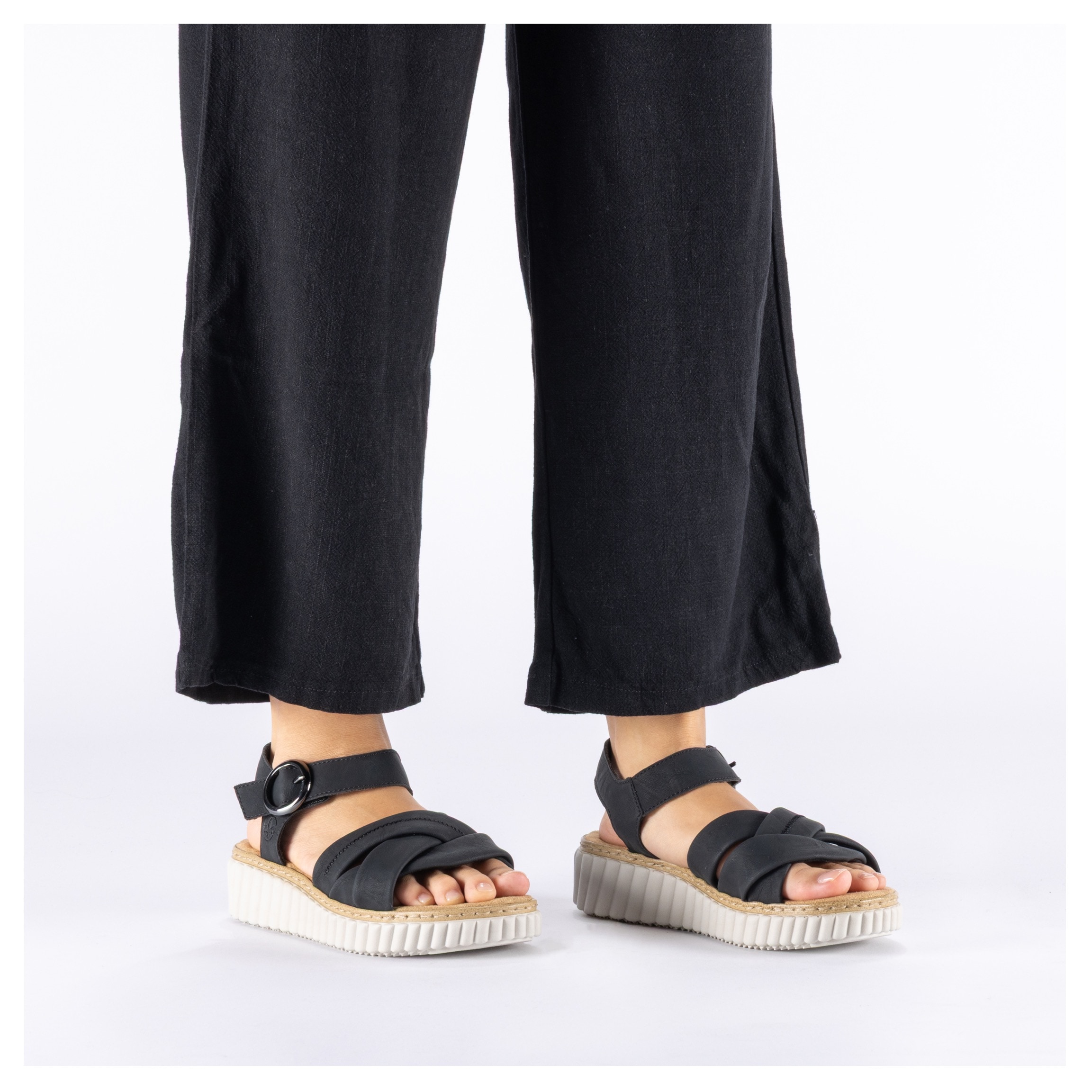 Rieker Sandale  Sommerschuh, Keilsandalette, Urlaubsschuh mit Klettriemchen