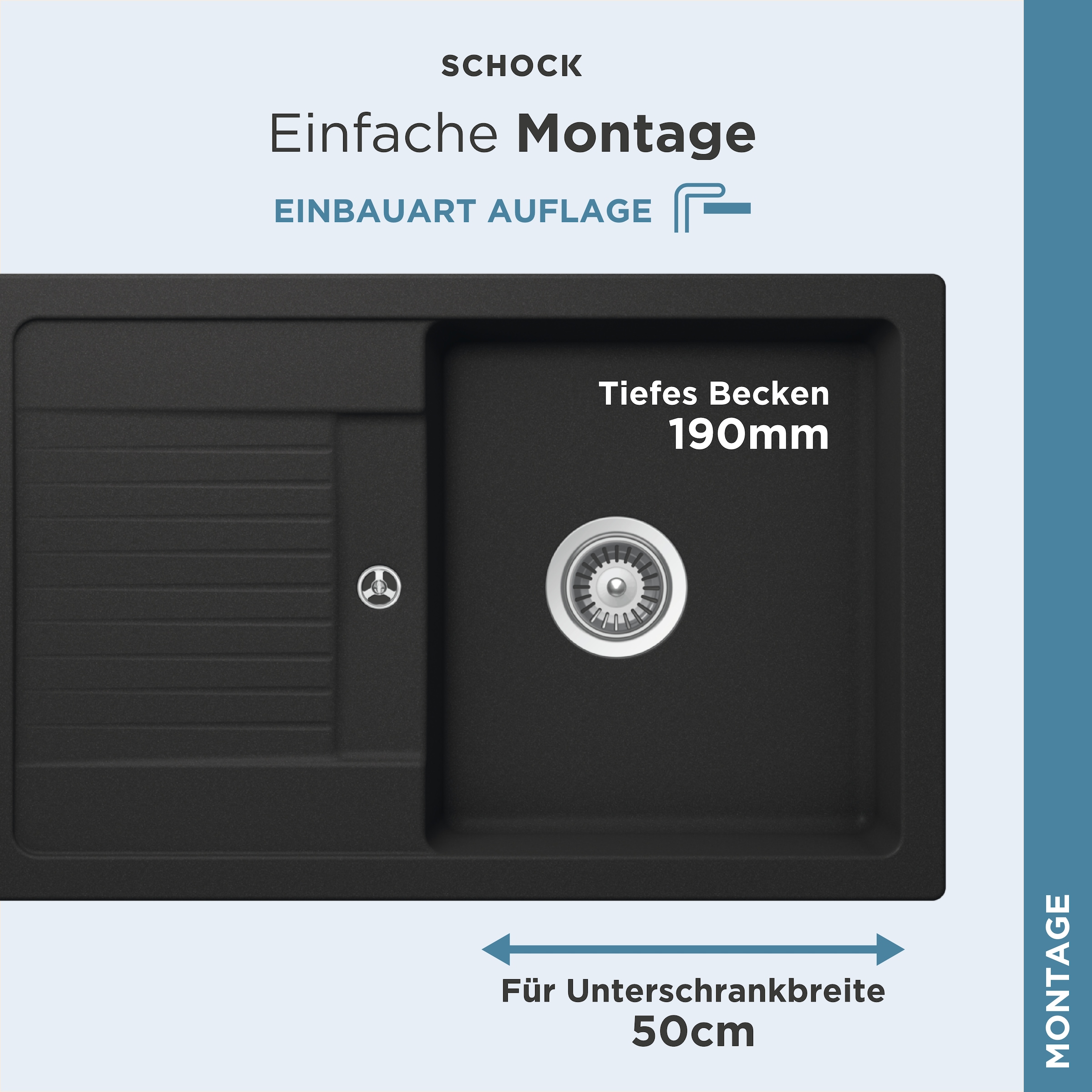 Schock Évier en granit »Lima D-100S« 78/50 cm, Auflagespüle