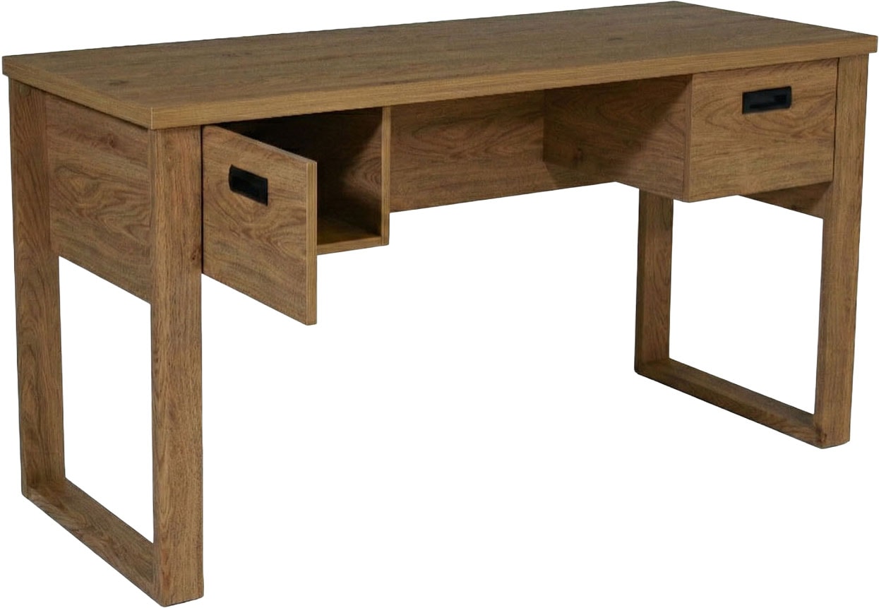 Jahnke Bureau »RIVA D 140« Bureau, espace de rangement, 2 portes, poignées en métal, aspect chêne, largeur : 140 cm