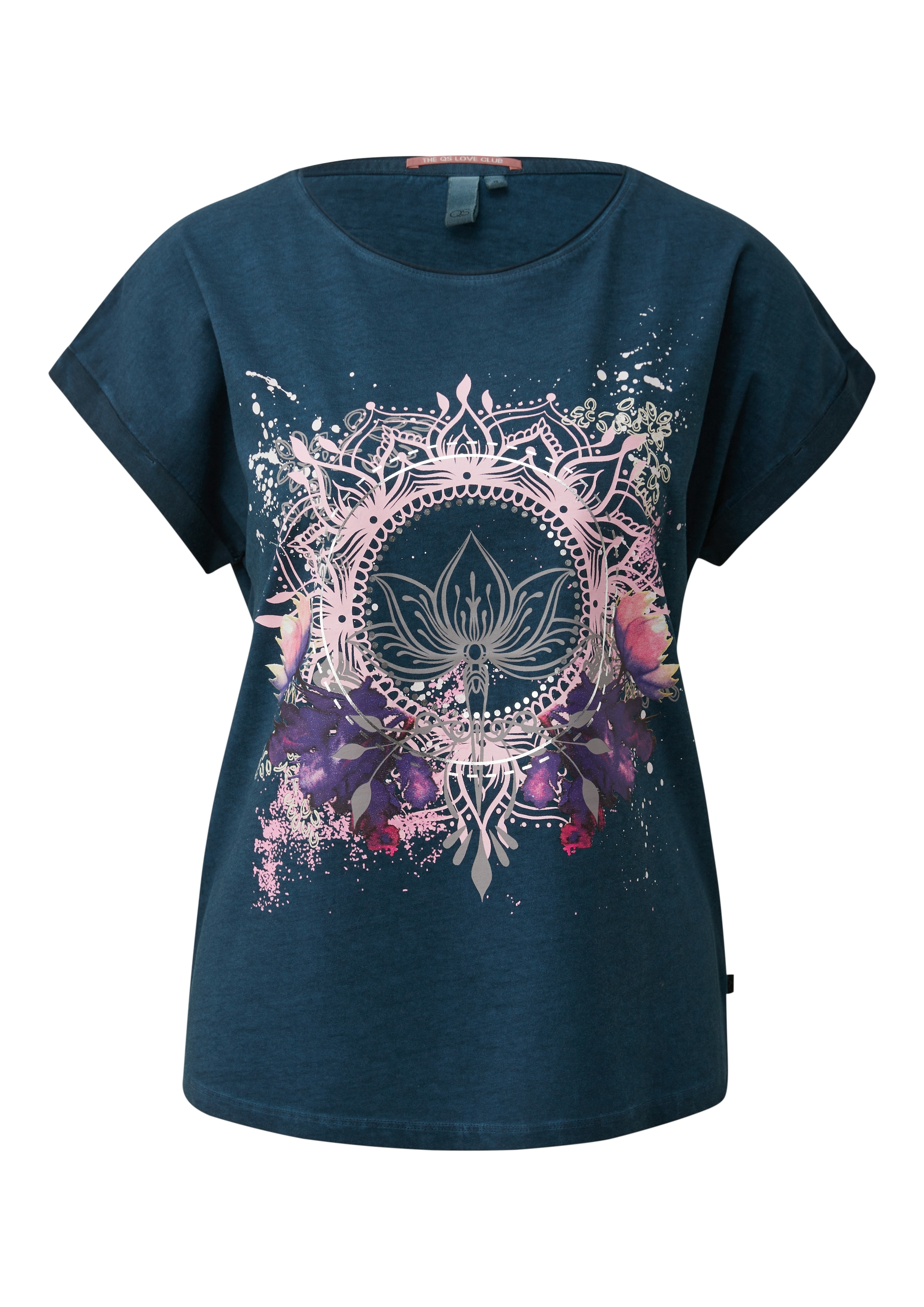 QS Rundhalsshirt mit grossem Print