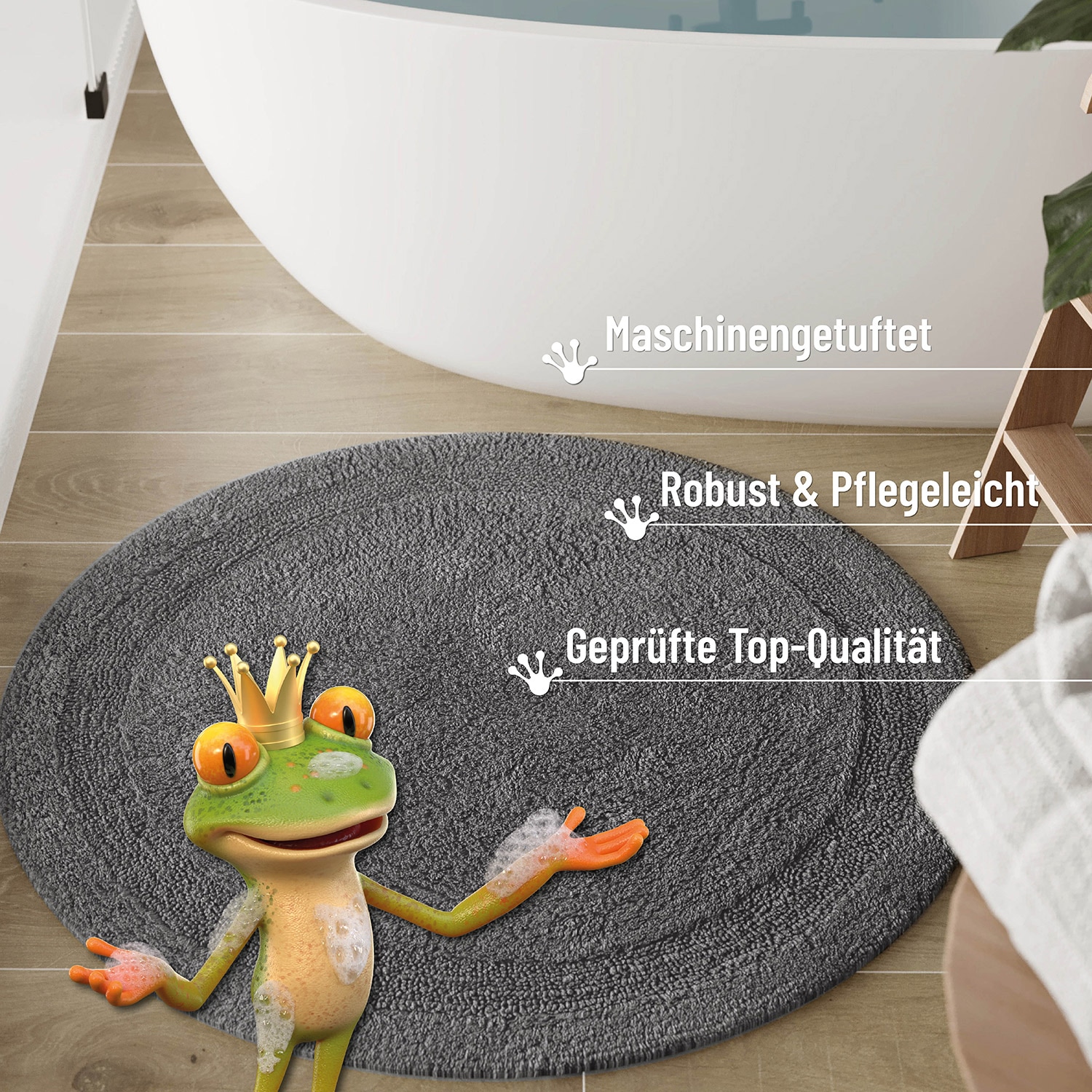 Wecon home Basics Tapis de bain »Knut« Höhe 20 mm lavable, antidérapant, résistant, facile d'entretien, bordure, doux