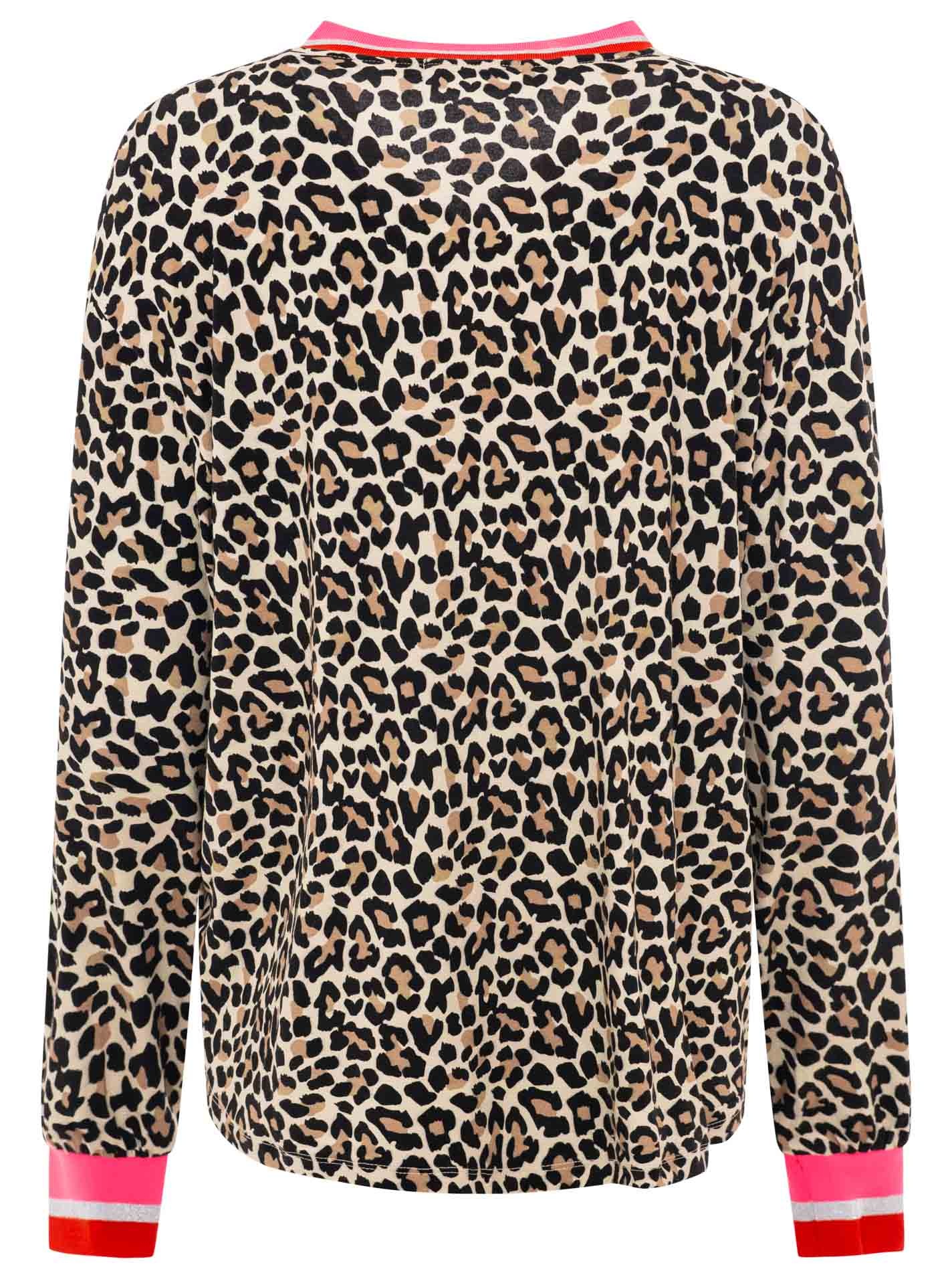 Zwillingsherz Blusenshirt »"Leo"« Leichtes Material, gestreifte Bündchen, Leomuster, V-Neck