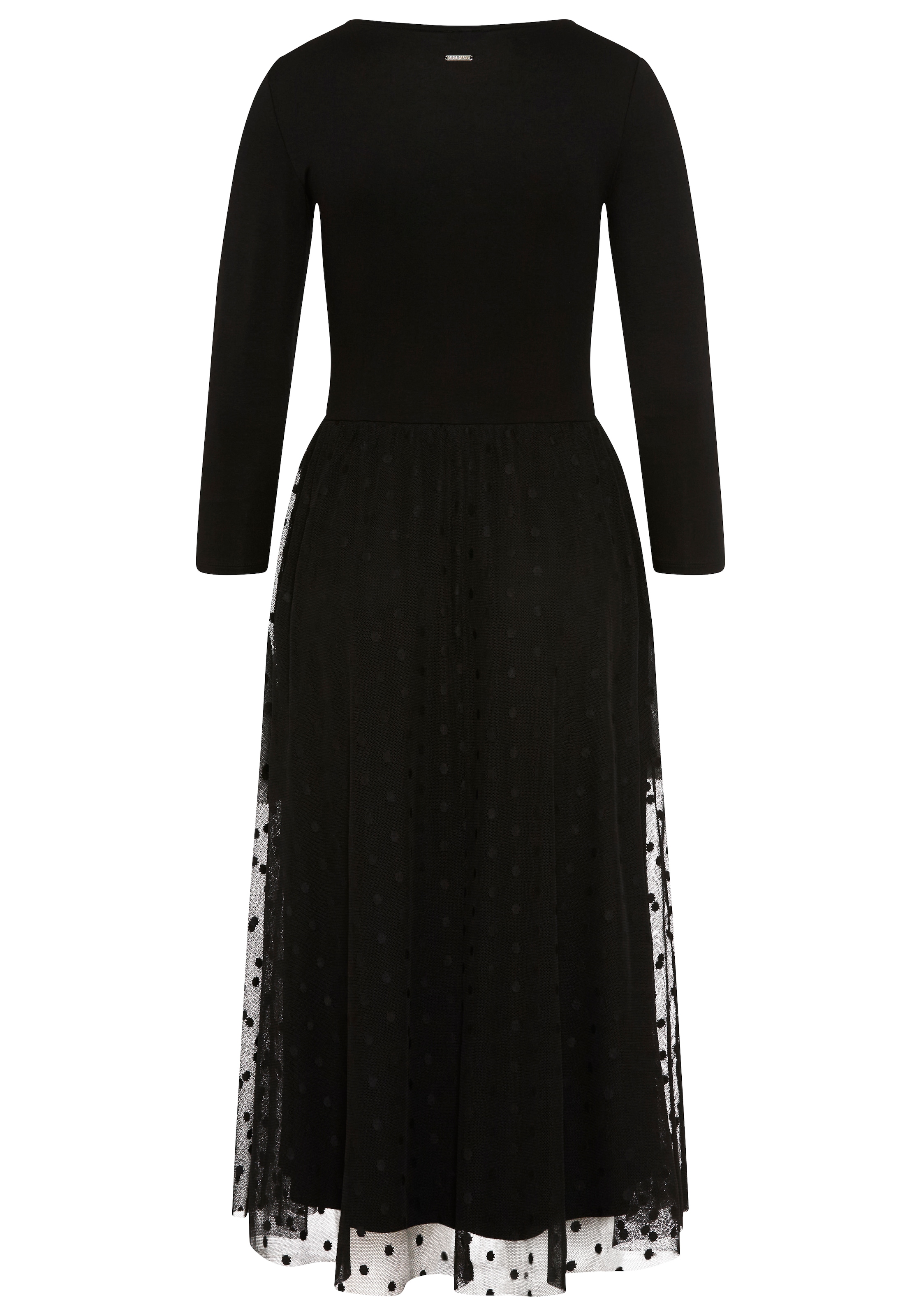 Laura Scott Robe de soirée »in Midilänge mit Meshrock in Punkte-Design« coupe ajustée, mélange de matériaux, tissu de chemise combiné avec du mesh
