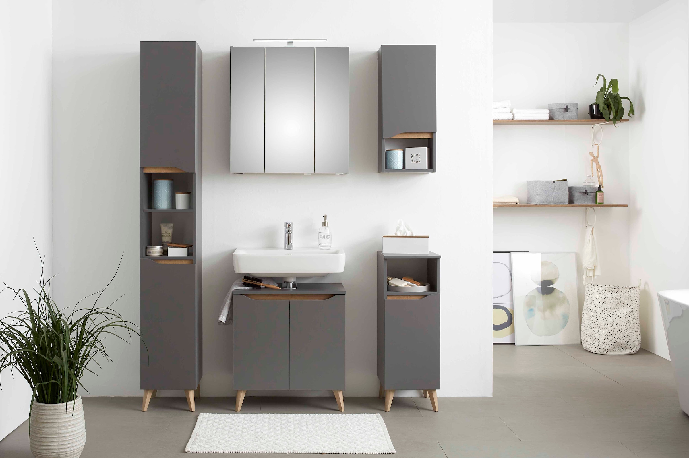 Saphir Waschbeckenunterschrank »Quickset Unterbeckenschrank, 60 cm breit, 2 Türen« Waschbeckenschrank mit Siphonausschnitt, ohne Waschbecken, grifflos