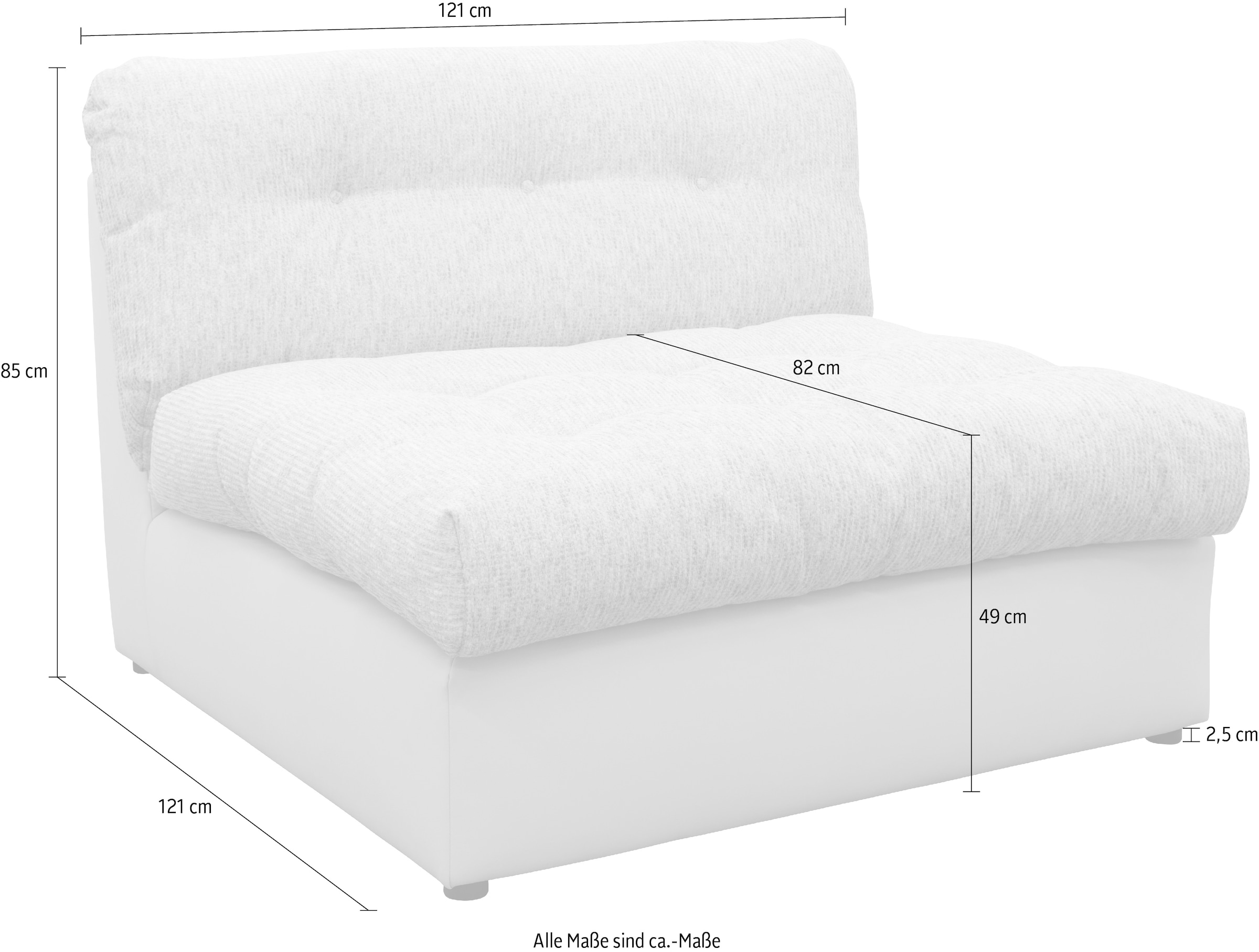 DOMO collection Élément de canapé »Caleo, 121 cm breit, modular, grosszügige Polsterung« erweiterbar mit weiterem Sofaelement, Einzelsofa und Eckelement