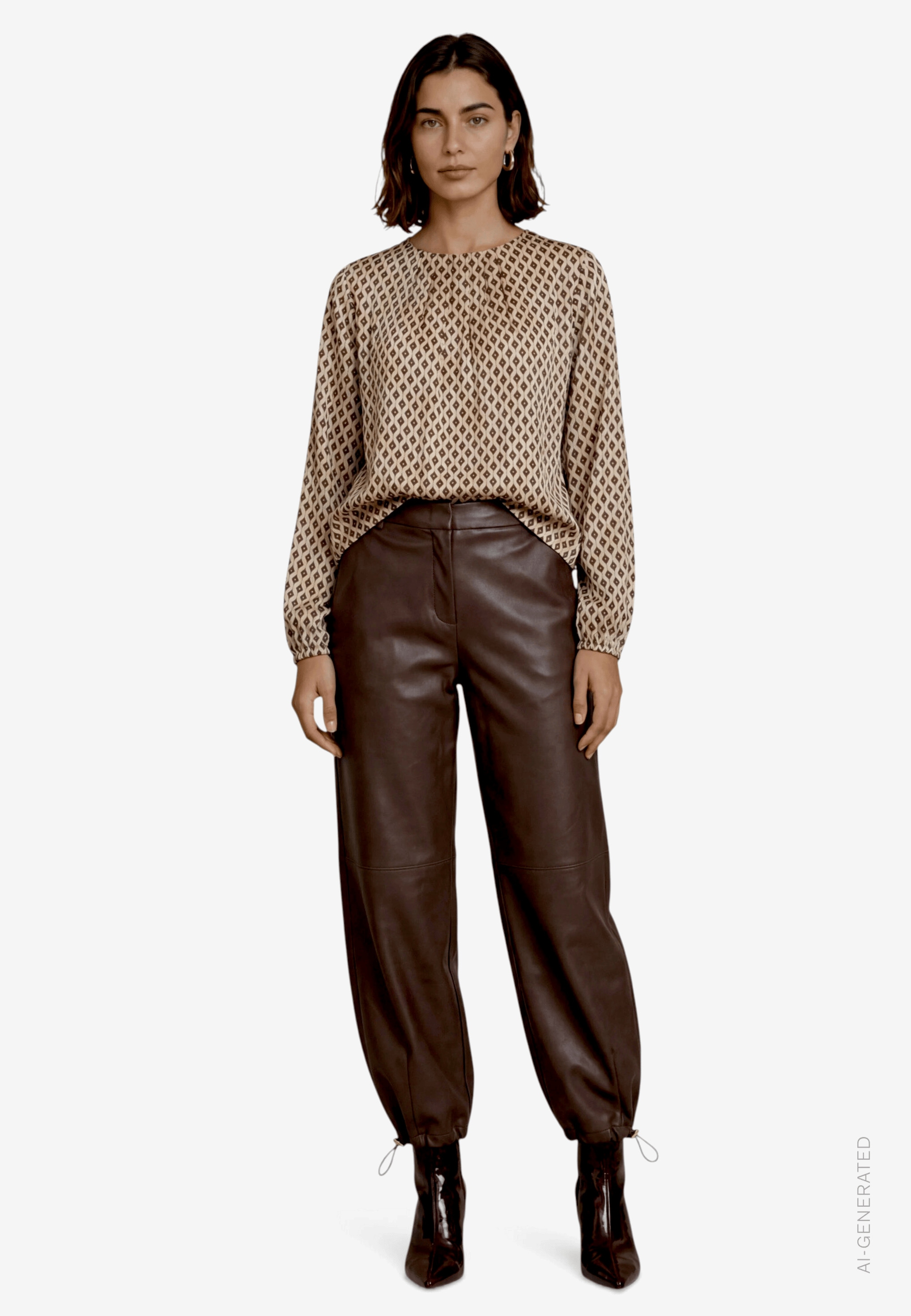 Zero Satinbluse Sommerbluse mit Rundhals und Minimal-Print