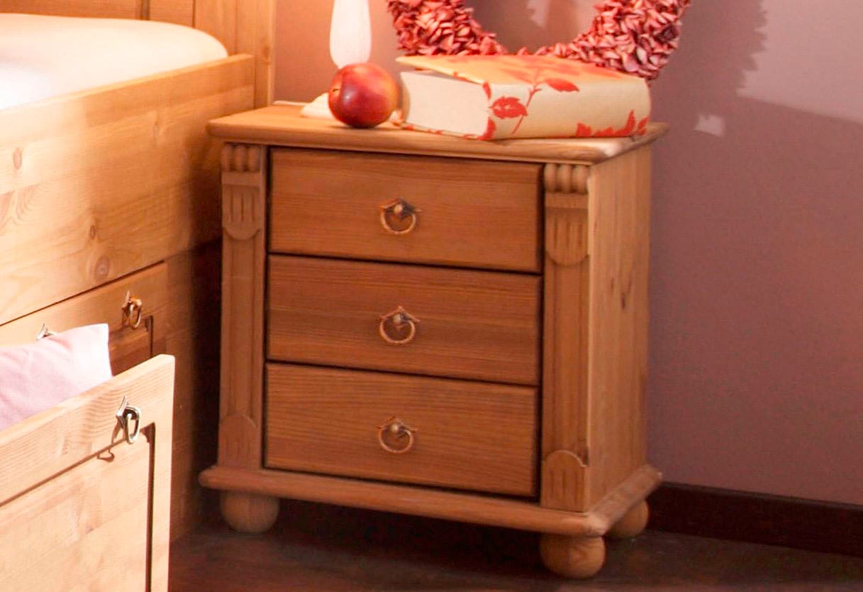 GOODproduct Table de nuit »Tessin« aus massiver FSC®-zertifizierter Kiefer, mit 3 Schubladen
