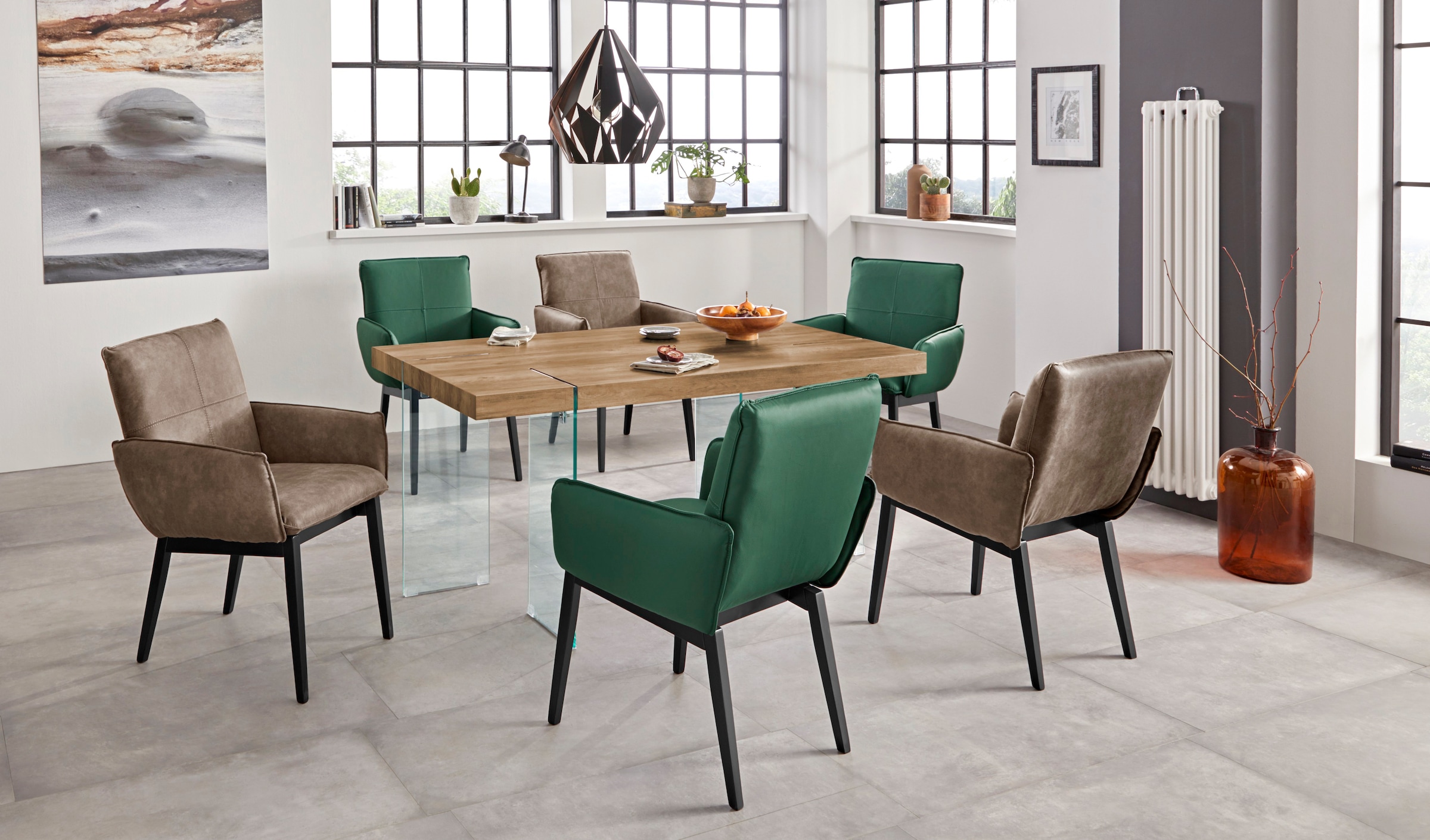 Home affaire Chaise avec accoudoirs »Model 6« (Set) 2 cuisBezug in Microfaser oder Leder, Gestell ist Buche in schwarz lackiert