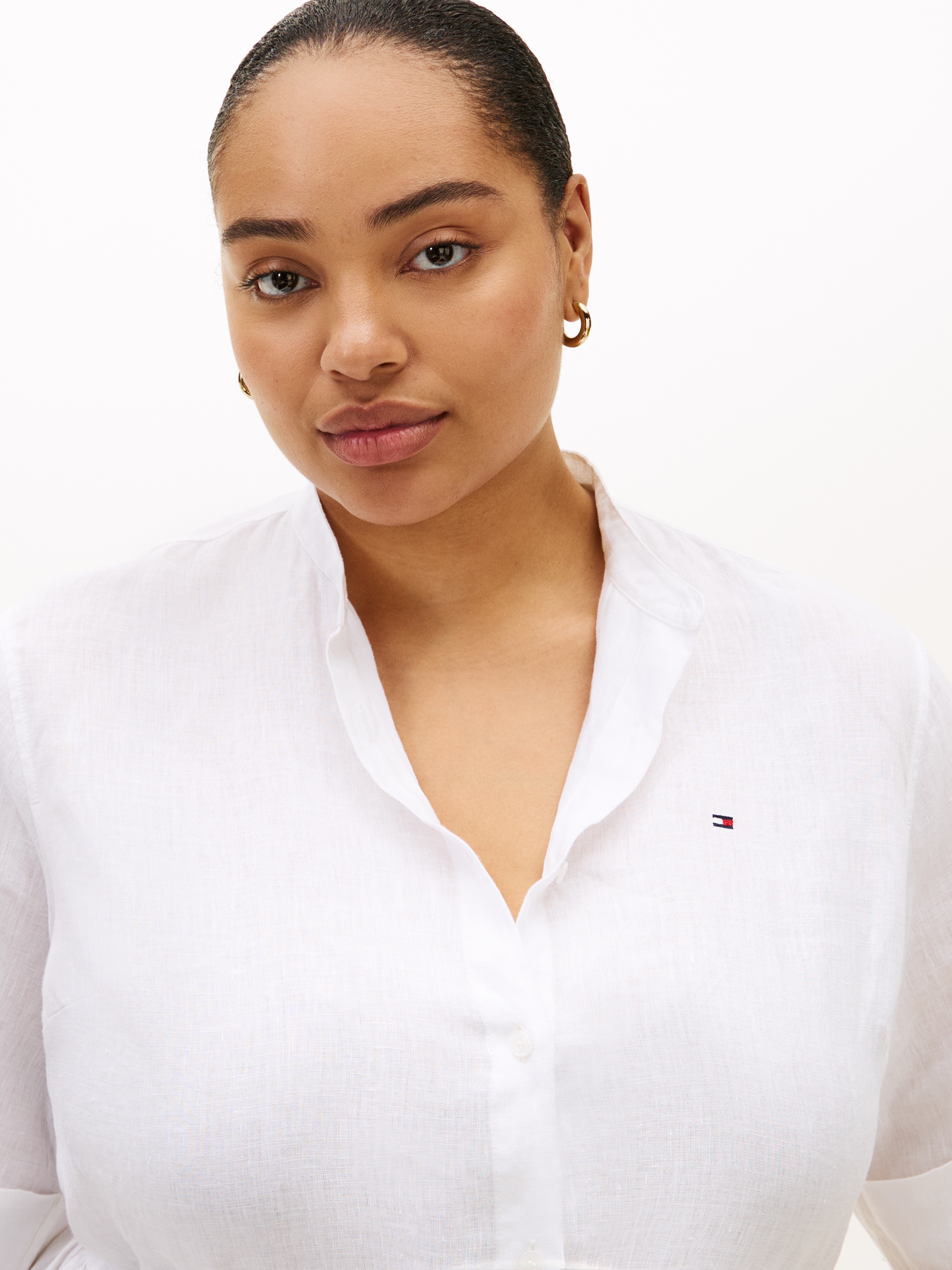 Tommy Hilfiger Curve A-Linien-Kleid »CRV LINEN MIDI SHIRT DRESS SS« in grossen Grössen