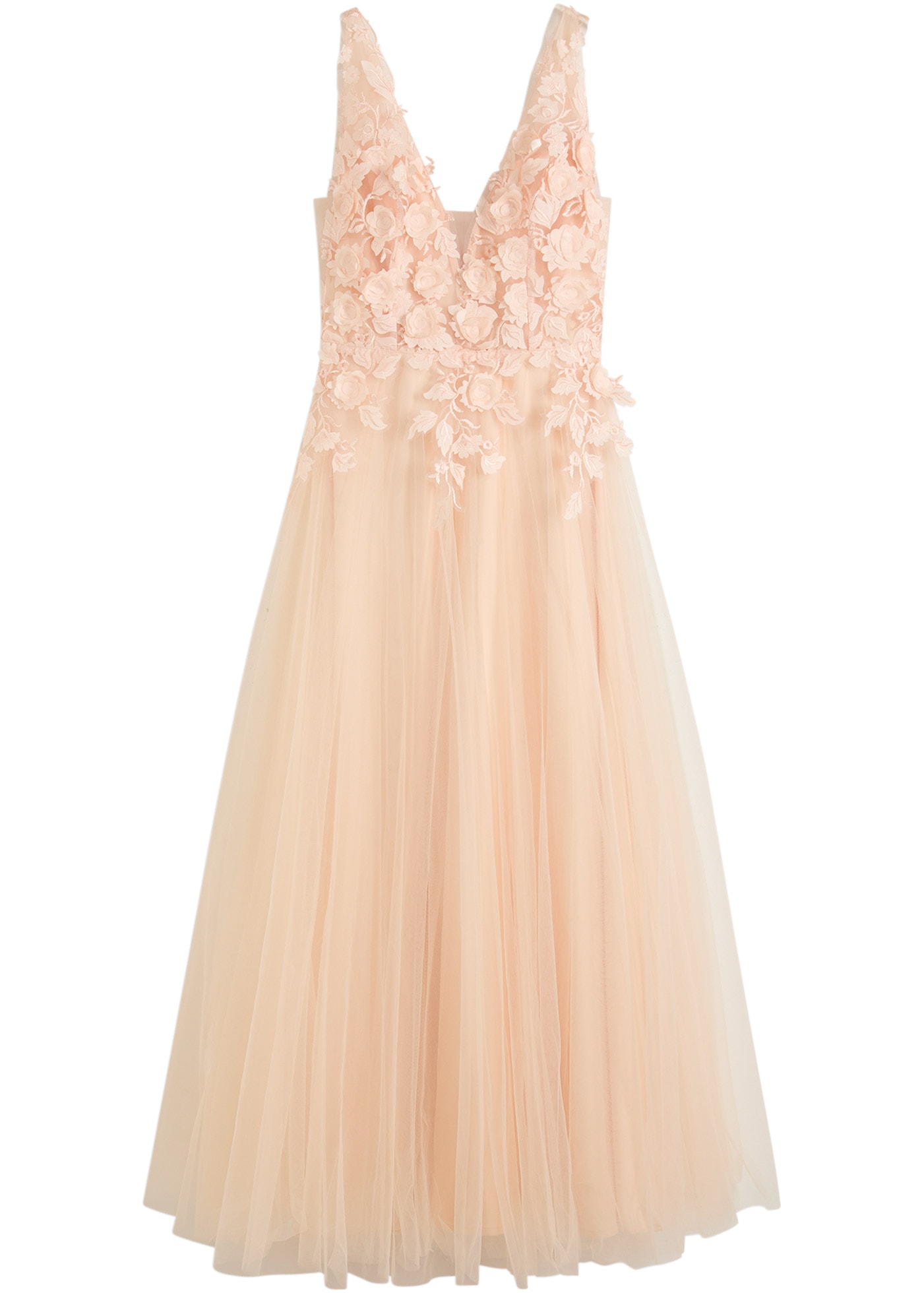 bonprix Maxi robe für festliche Anlässe, aus Tüll mit floraler Applikation, Maxi-Länge
