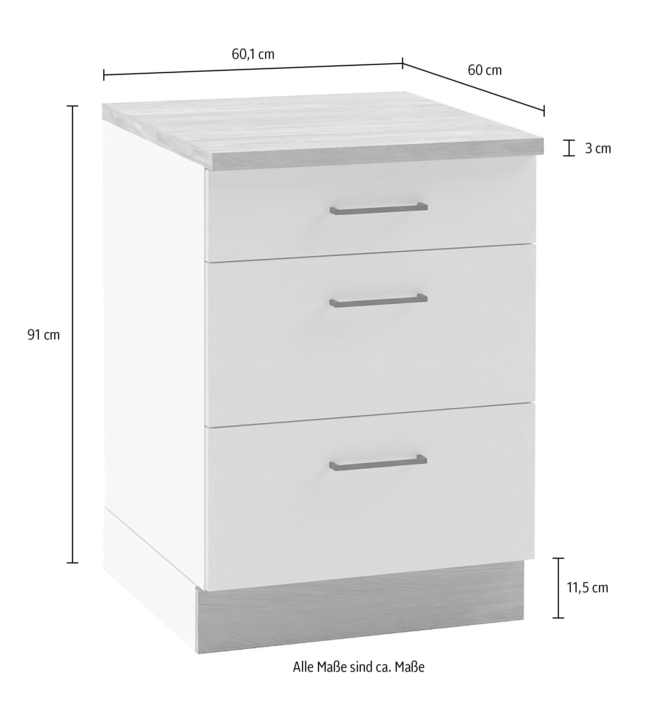 KOCHSTATION Unterschrank »KS-Kolari« 1 Stk. tlg. Masse (B/T/H): 60,1 x 60 x 88 cm