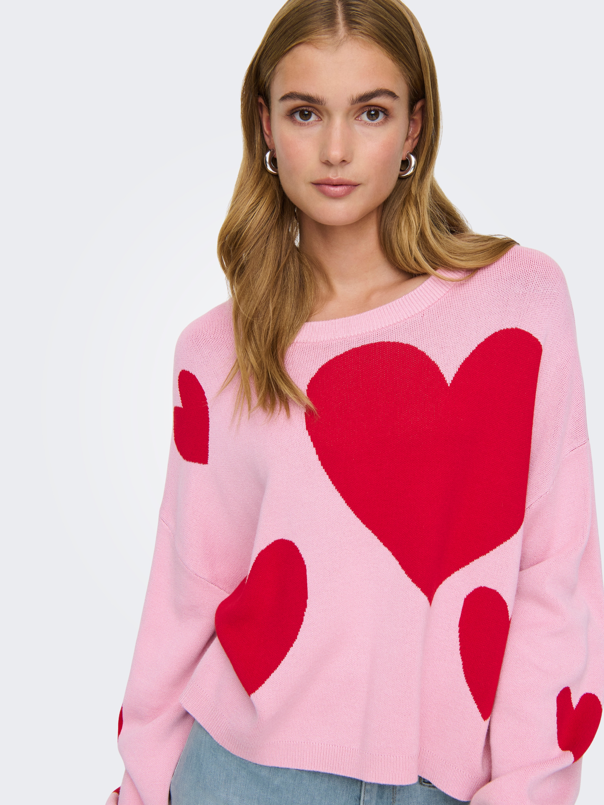 ONLY Pull en tricot »ONLMONTANA LS JQ O-NECK CC KNT« mit Rippbündchen