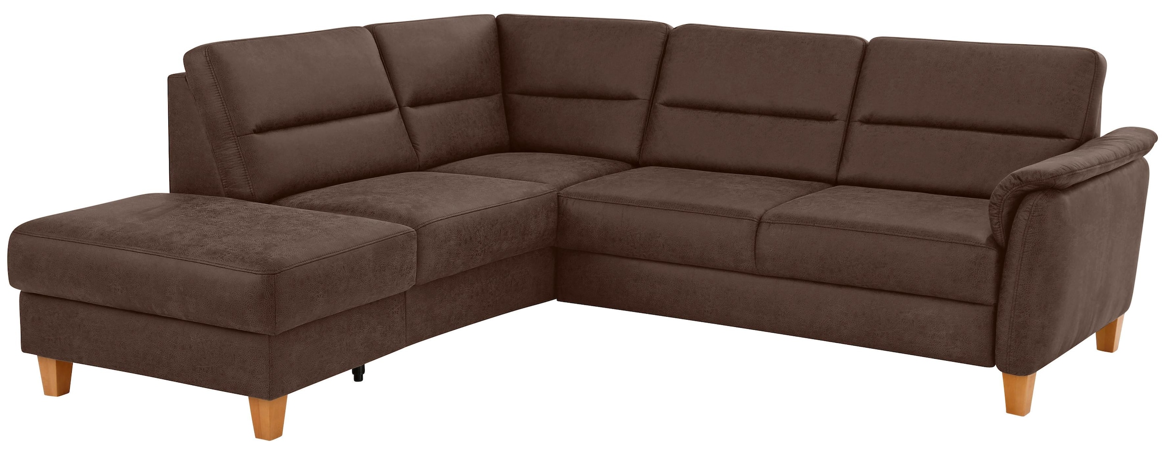 Home affaire Canapé d'angle »Palmera, L-Form, B: 236 cm, Bettfunktion & Bettkasten wählbar« Rembourrage à ressorts, hauteur d'assise 48 cm, fait main, design élégant