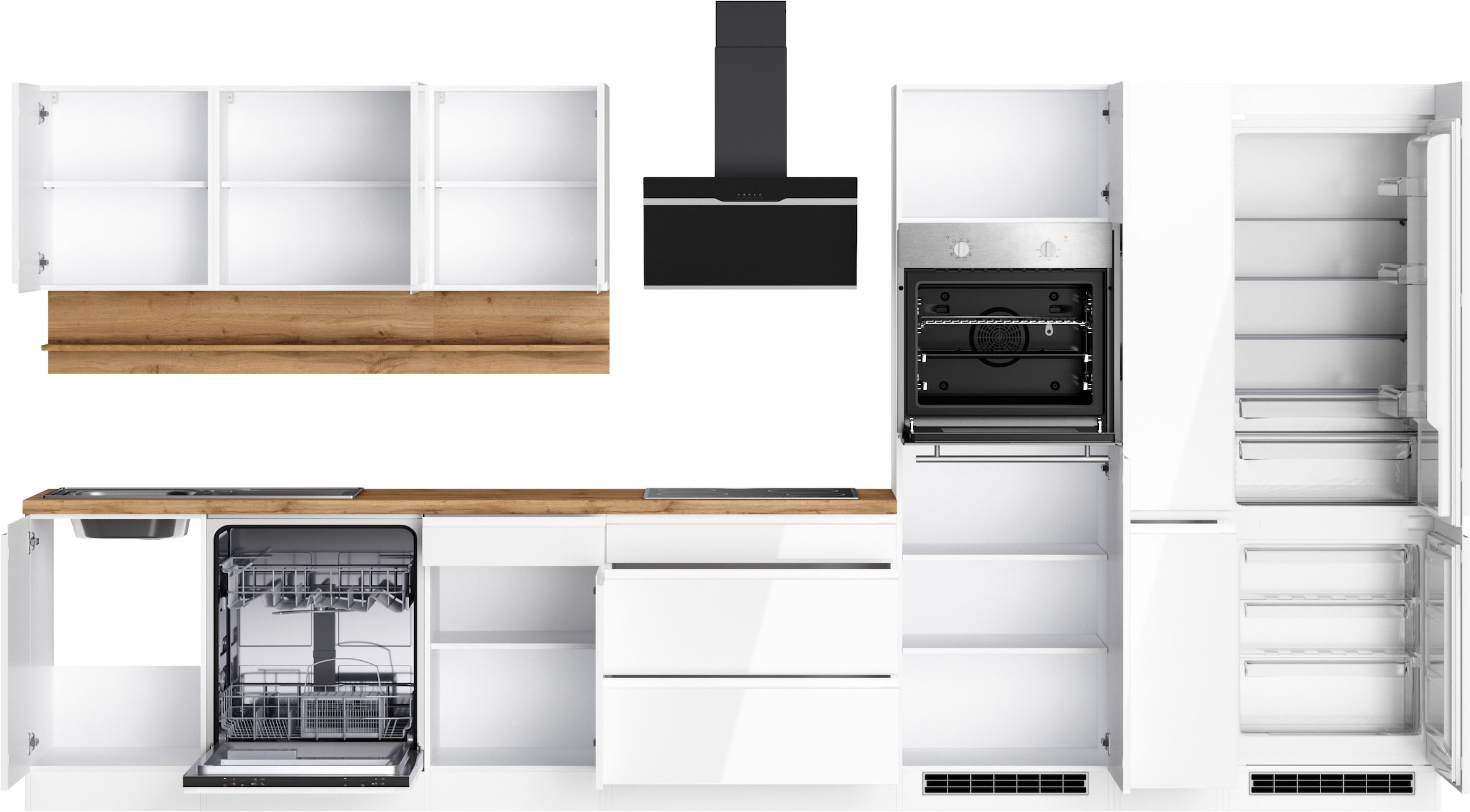 KOCHSTATION Kitchenette »KS-Virginia,neu in verbesserter Ausführung« largeur 390 cm, soft-close, sans appareils électriques