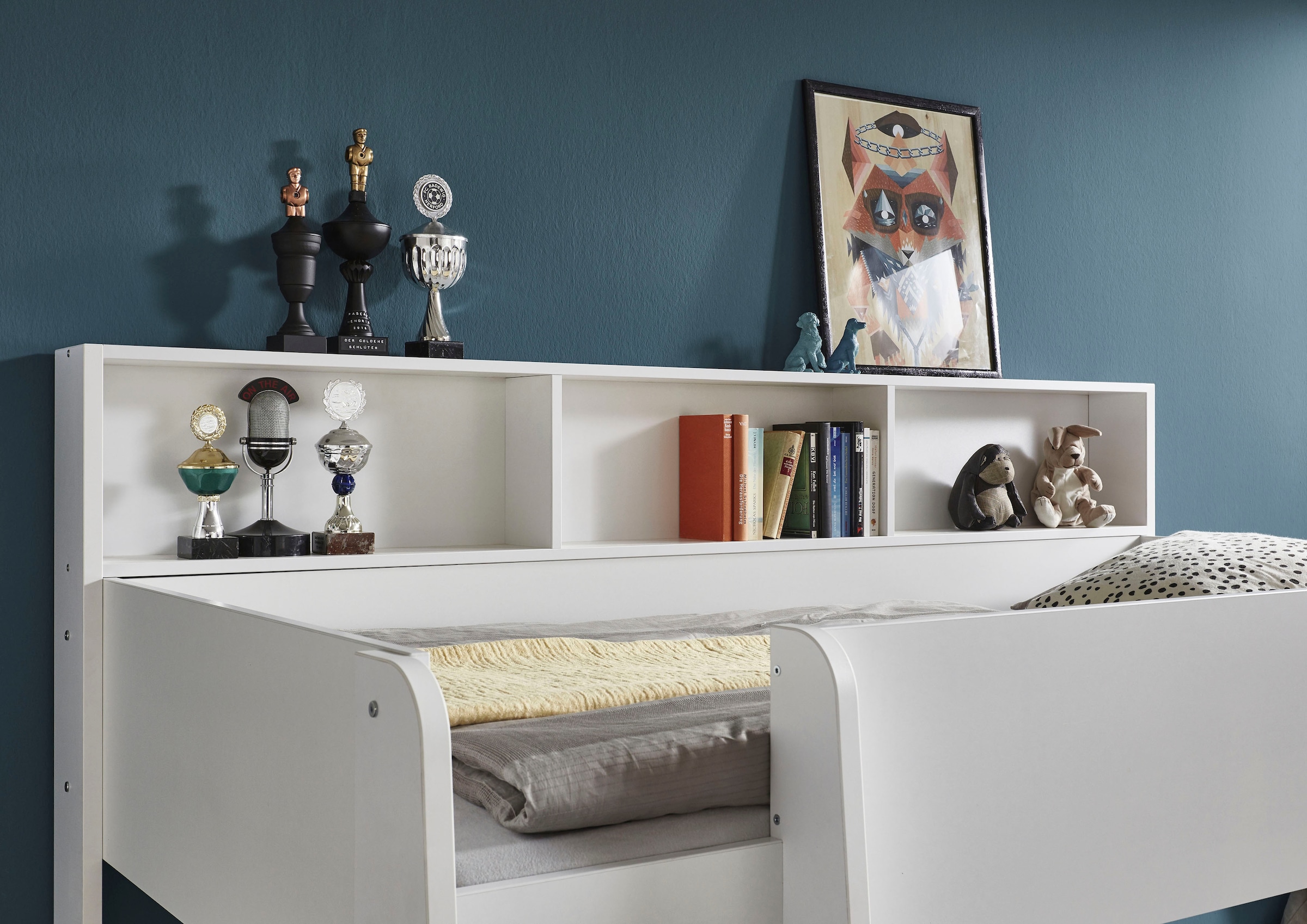 Relita Lit superposé »Sway« 2 surfaces de couchage, avec échelle, étagères arrière