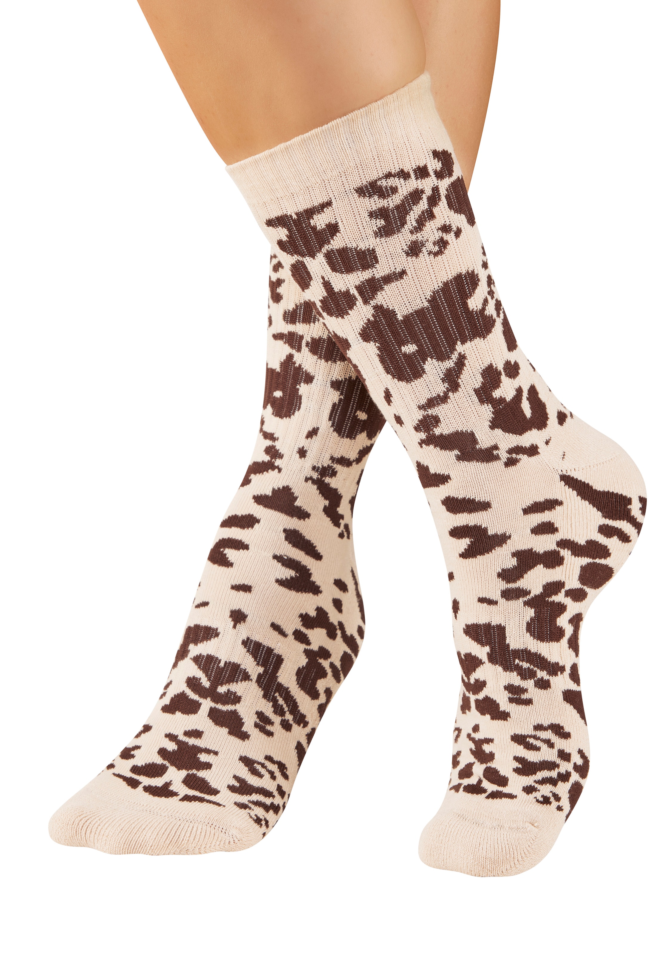 Buffalo Chaussettes de tennis »Damen Fussfrottee Sportsocken; modisch« Paquet, 5 Couple tlg. dans différents motifs animaliers