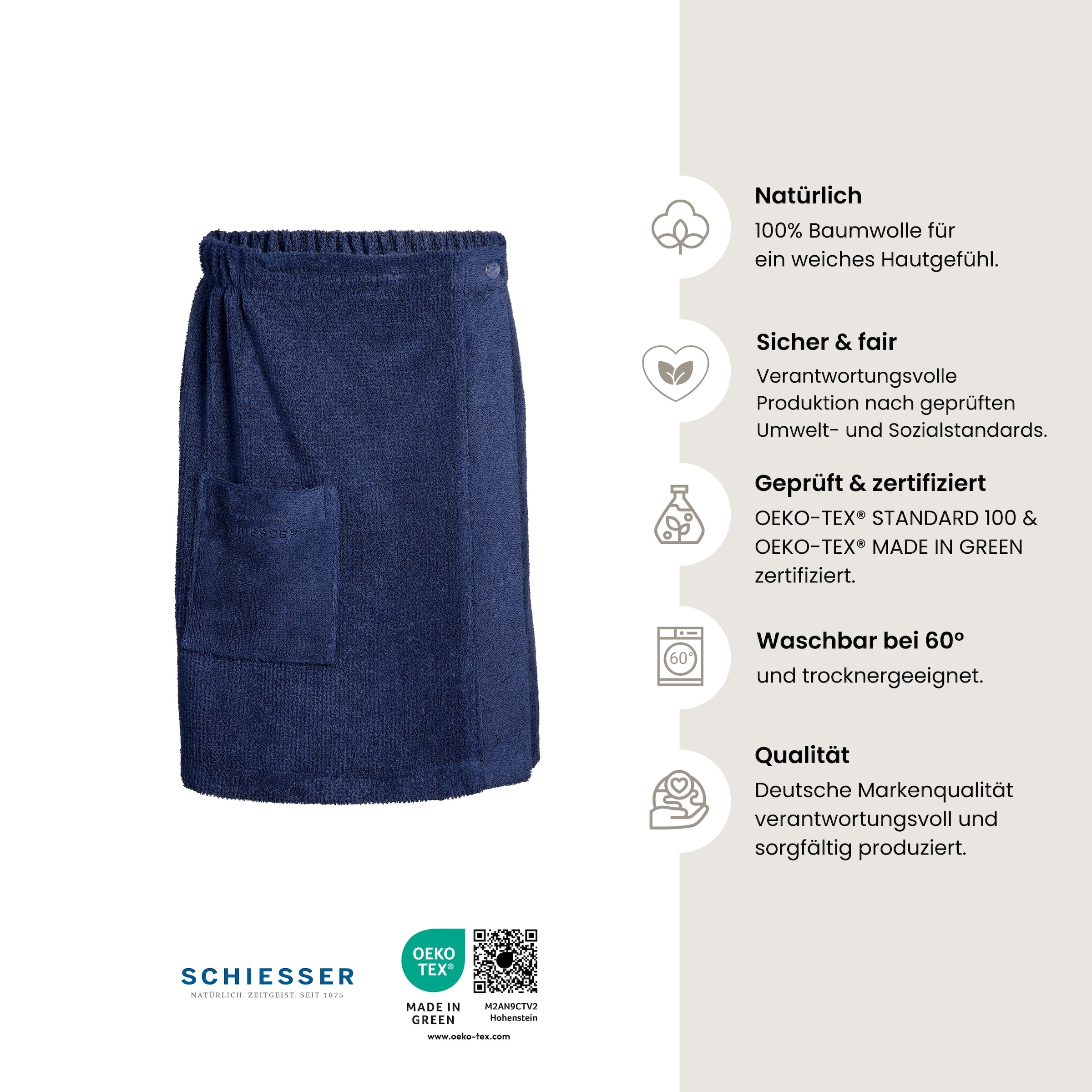 Schiesser Sarong »Saunakilt Turin für Herren in angesagter Reiskornoptik«