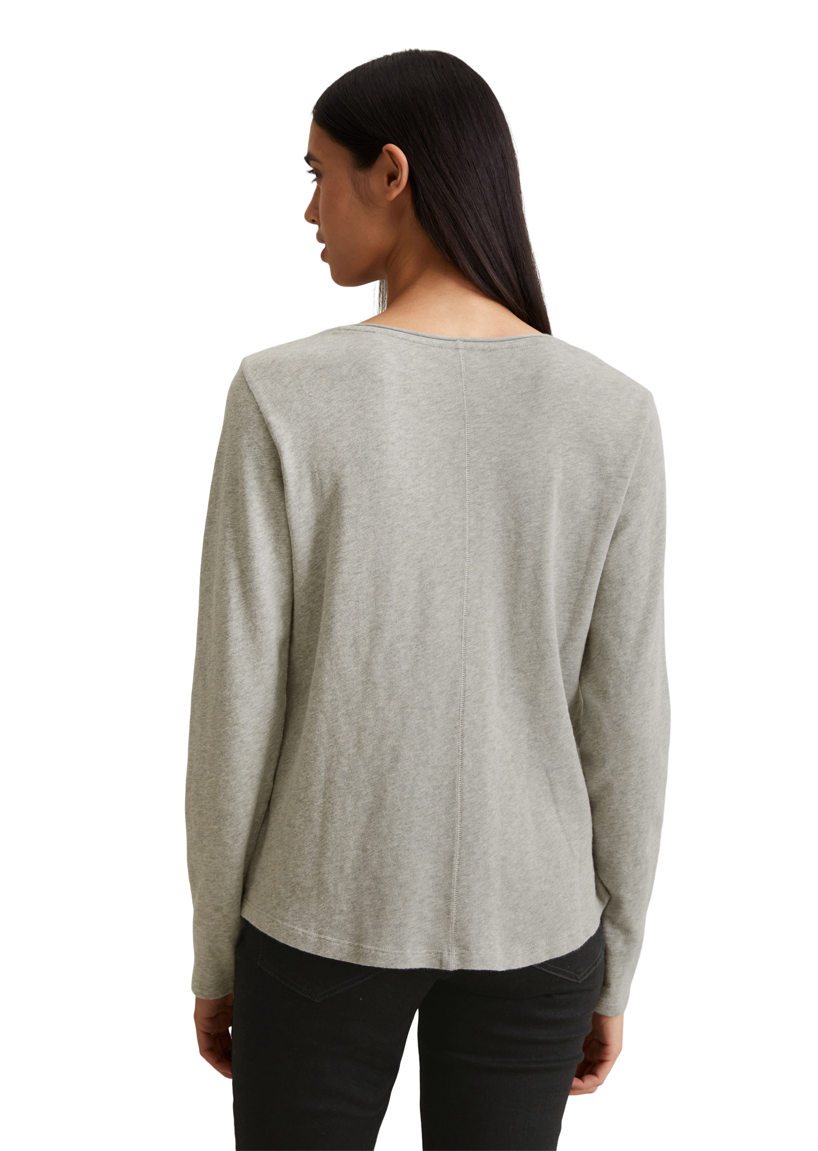 Marc O'Polo DENIM T-shirt à manches longues mit Rollkante am V-Ausschnitt