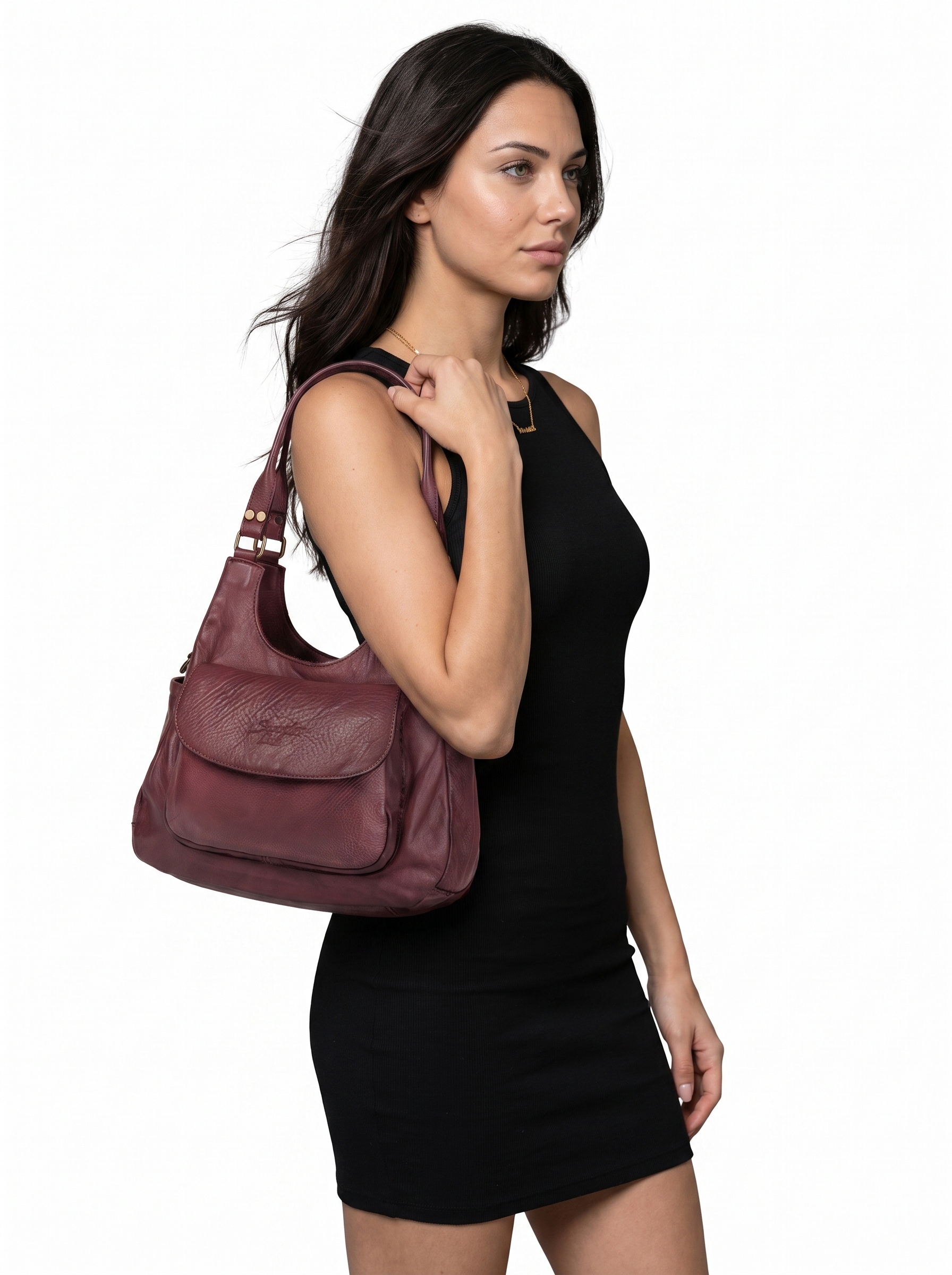 Samantha Look Sac à bandoulière cuir véritable, fabriqué en Italie