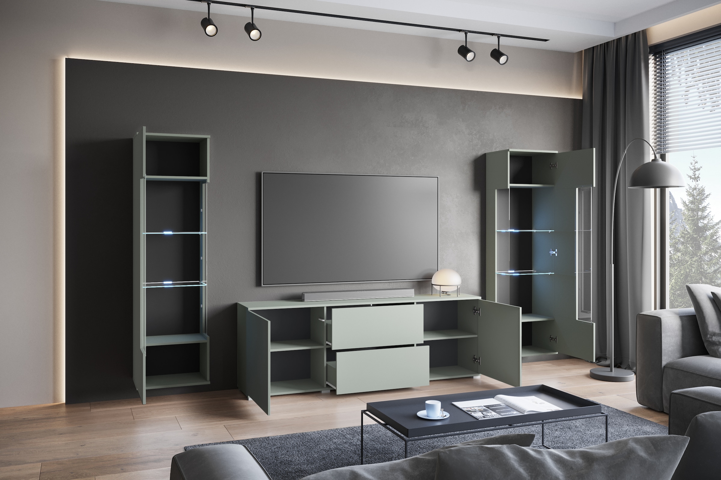 GOODproduct Wohnwand »KENIA« Komplett-Set, 3 Stk. tlg.