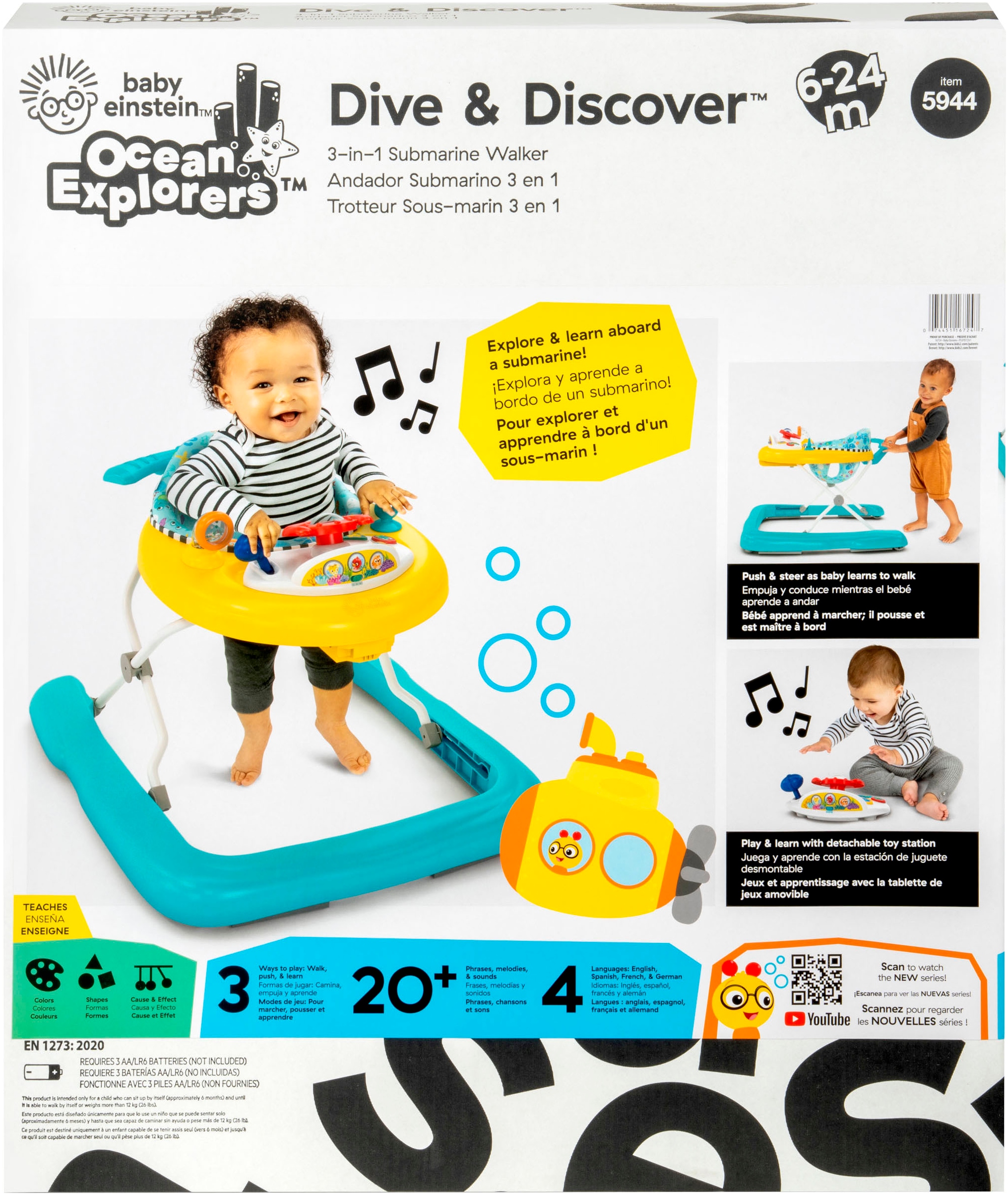 Baby Einstein Lauflernhilfe »Dive & Discover™ 3-in-1 Submarine Walker« mit Meeresgeräuschen und Melodien