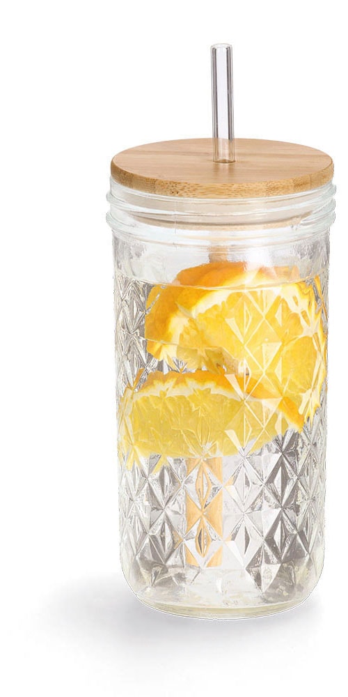 Zeller Present Set de verres inkl. Trinkhalm, 580 ml, 4-teilig