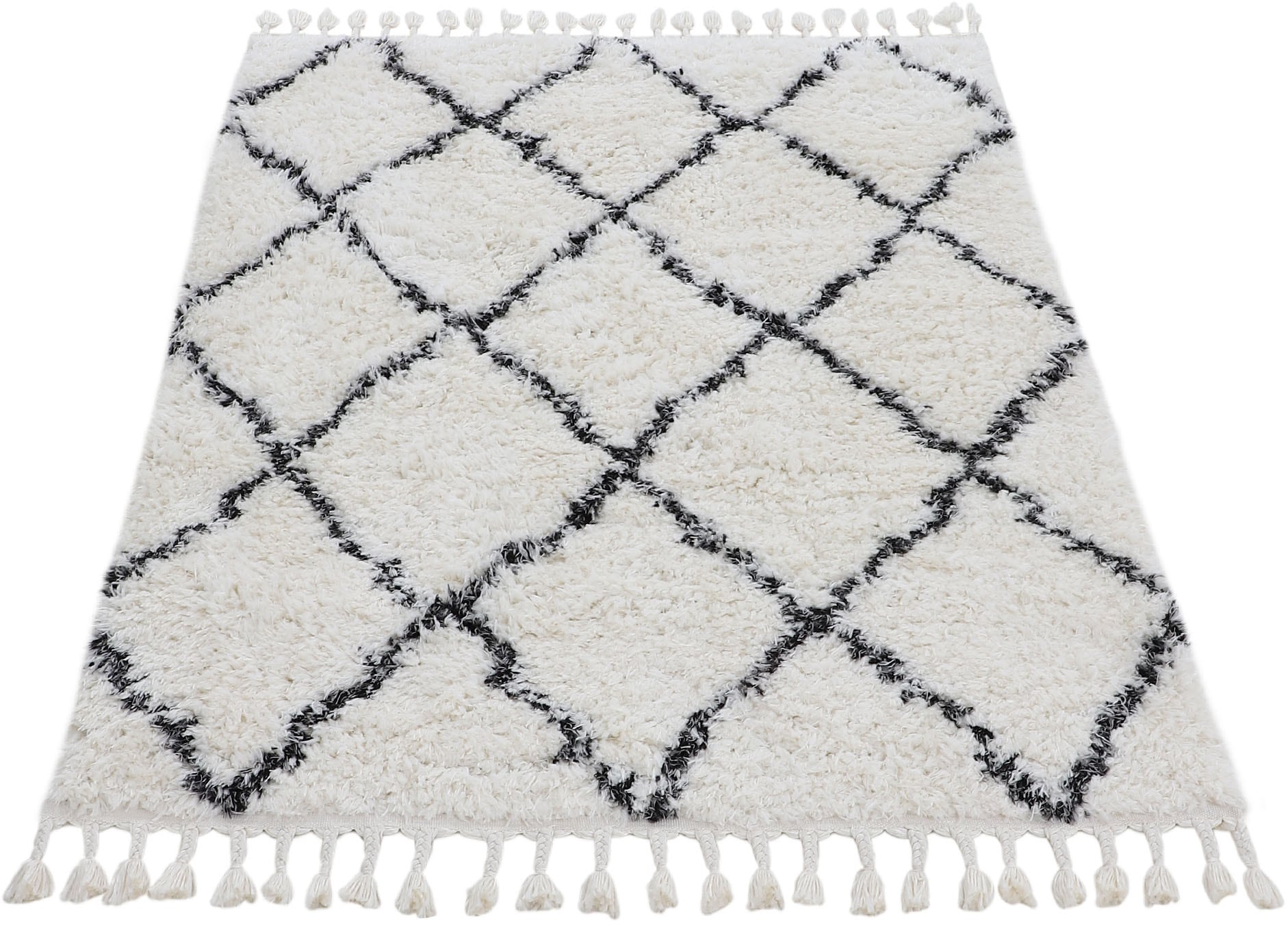 carpetfine Tapis à poils longs »Eddy« Rectangulaire 30 mm Höhe Shaggy, auch als Läufer und in quadratisch, mit Fransen, Wohnzimmer