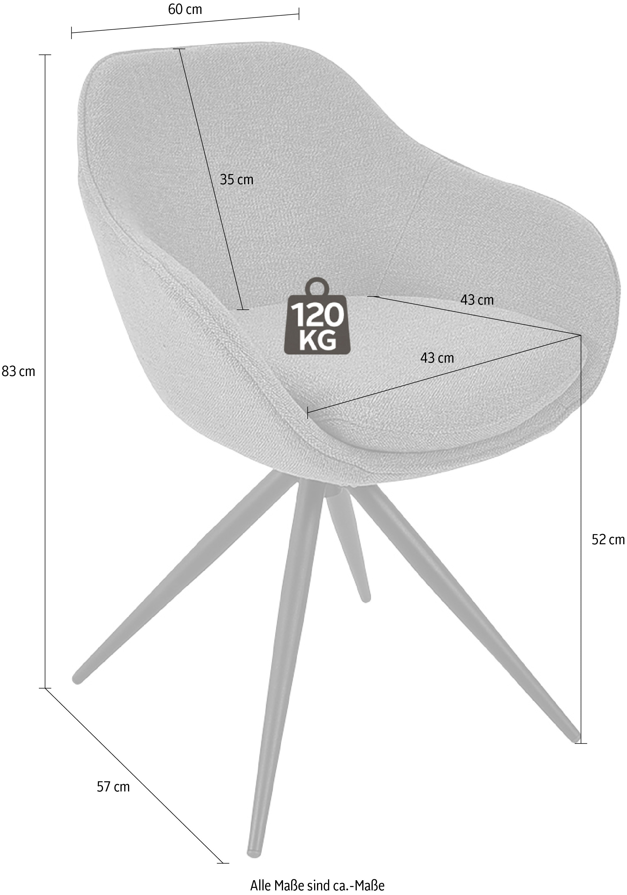K+W Komfort & Wohnen Drehstuhl »ZOOM« () 4-Fuss Drehstuhl mit Gestell aus Metall schwarz Struktur