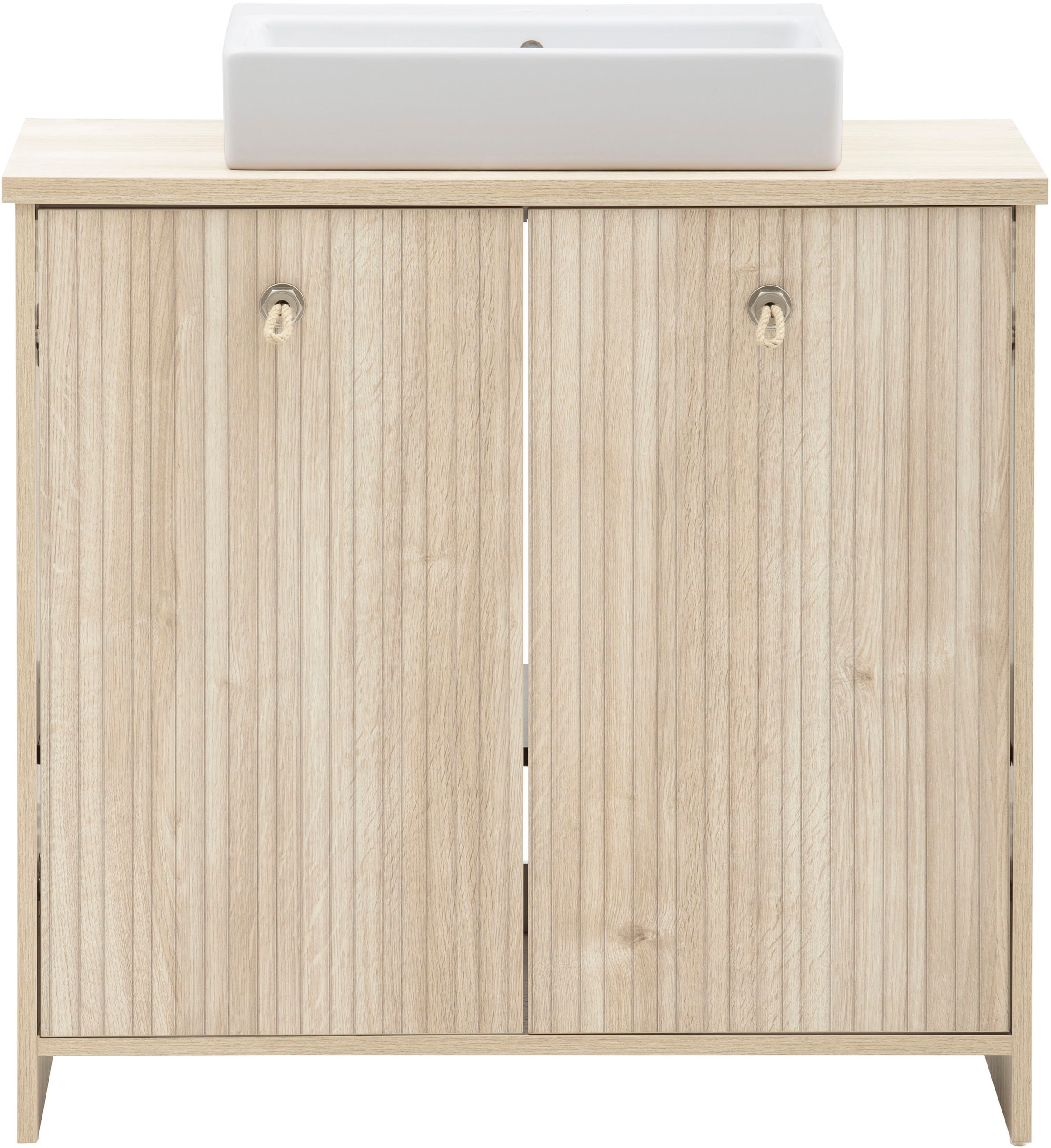 Schildmeyer Table de lavage »SONDERBY, 2 Türen, Breite 83,2 cm, MADE IN GERMANY« 2 cuis tlg. poignées en corde dans un style maritime, FABRIQUÉ EN ALLEMAGNE