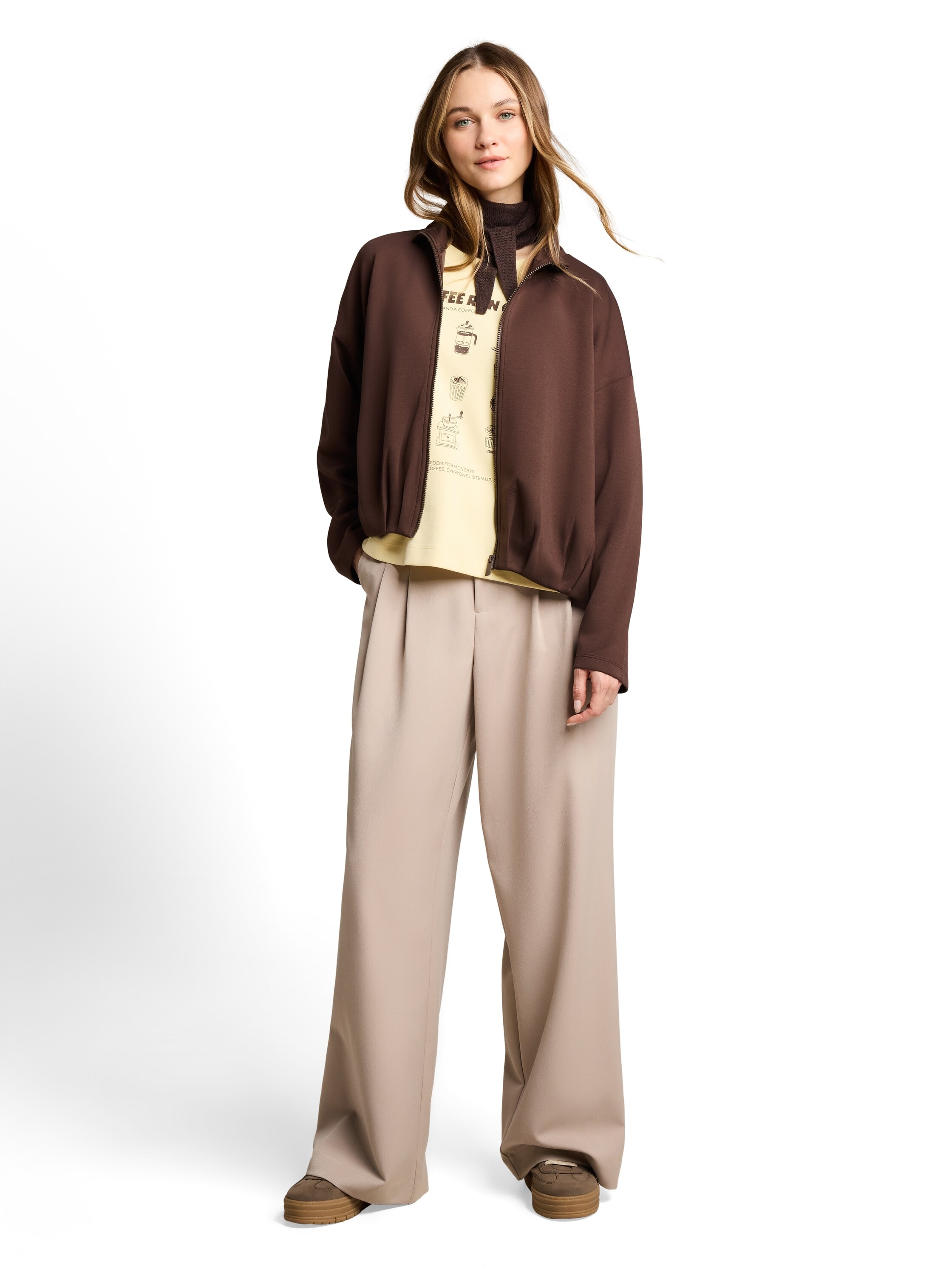 TOM TAILOR Denim Veste sweat mit Reissvershcluss und Stehkragen / Viskose-Stretch